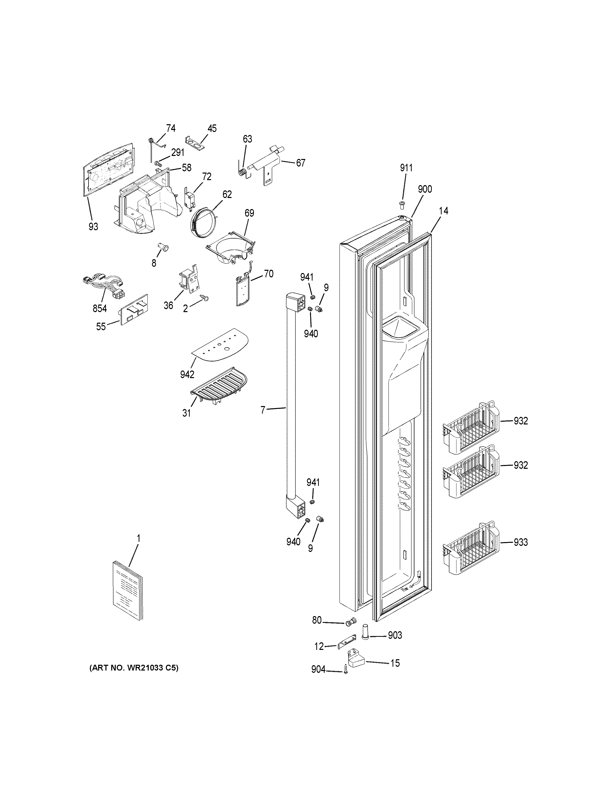 GE CZS22MSKKHSS freezer door diagram