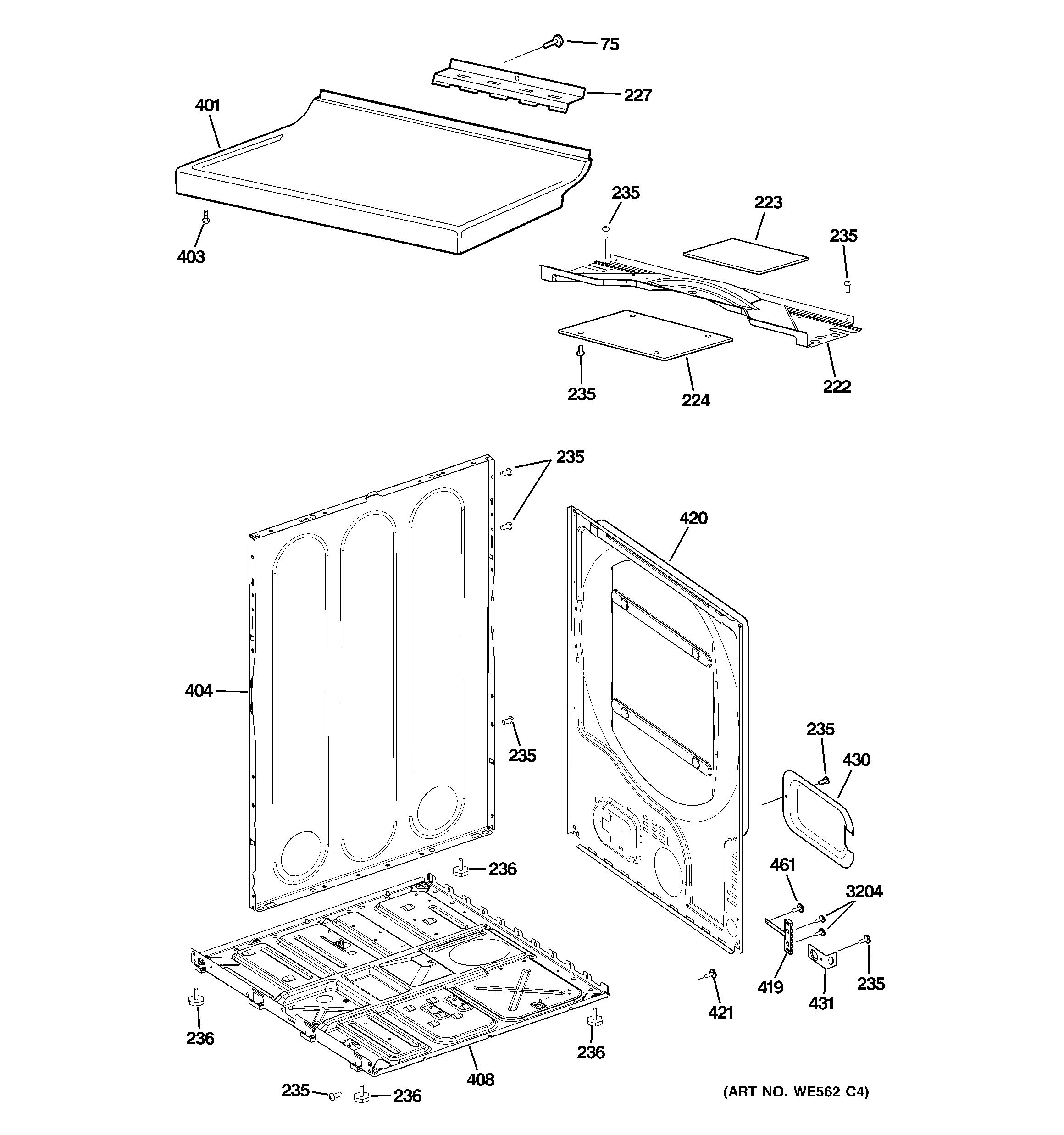 GE DRSR483EG7WW cabinet diagram