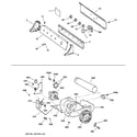 GE DRSR483GD1CC backsplash, blower & motor assembly diagram
