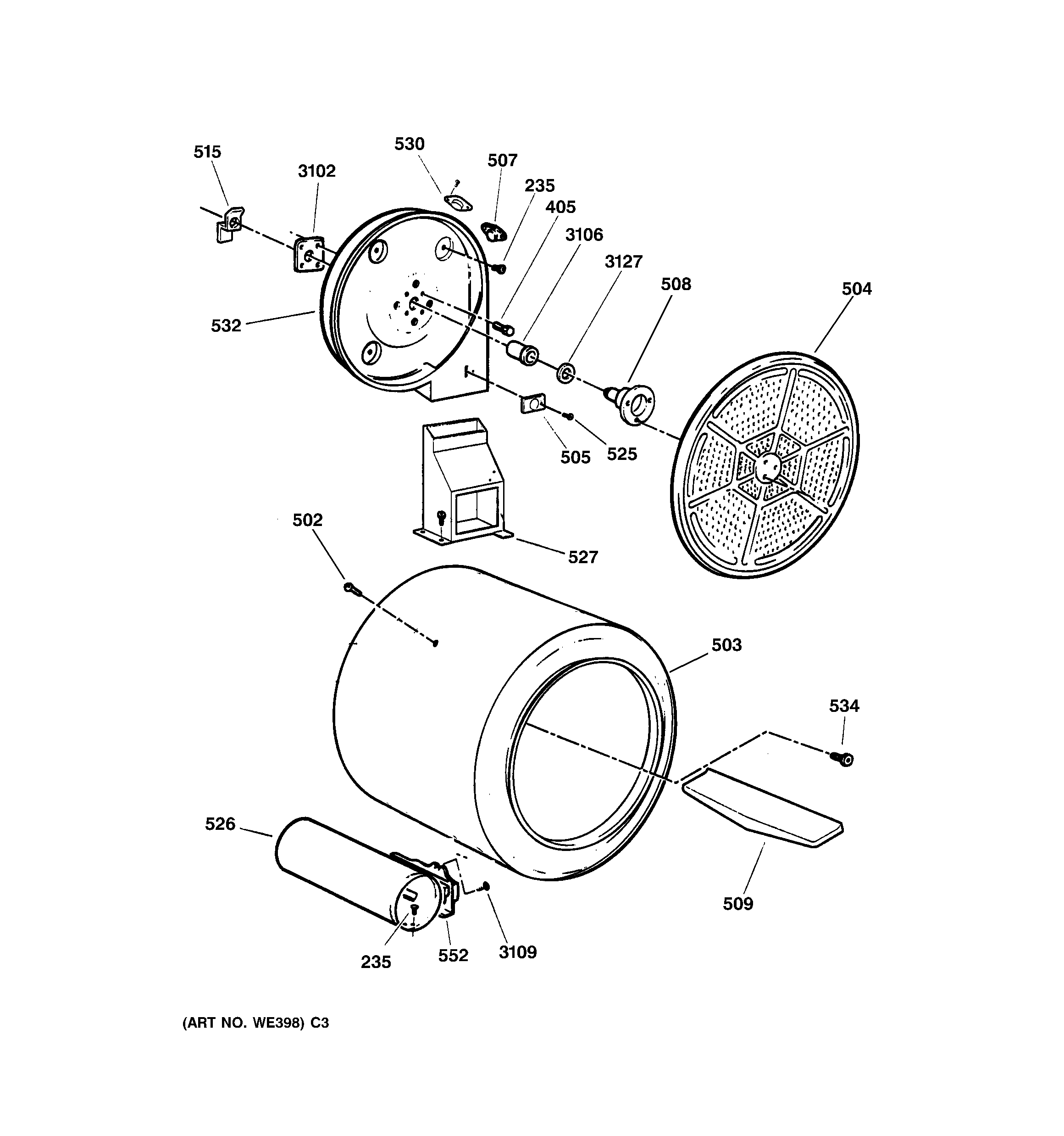 GE DRSR483GD1CC drum diagram