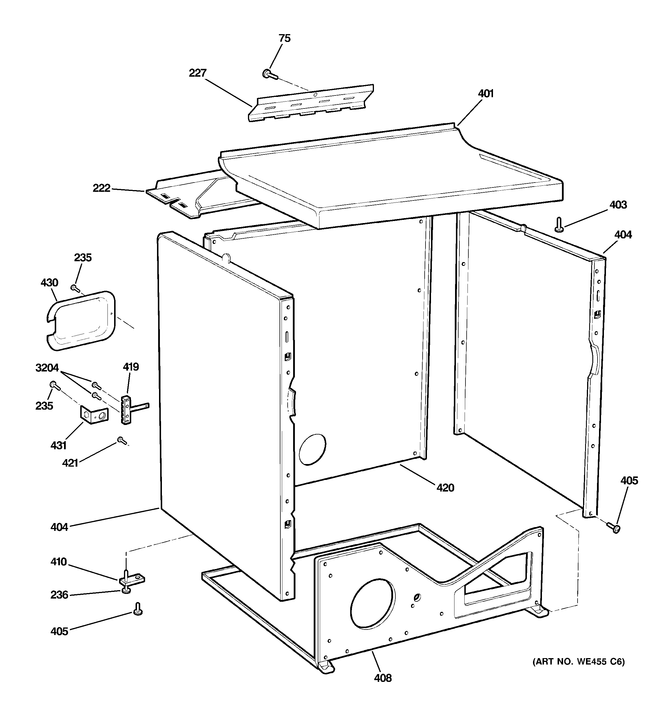 GE DRSR495EG2WW cabinet diagram