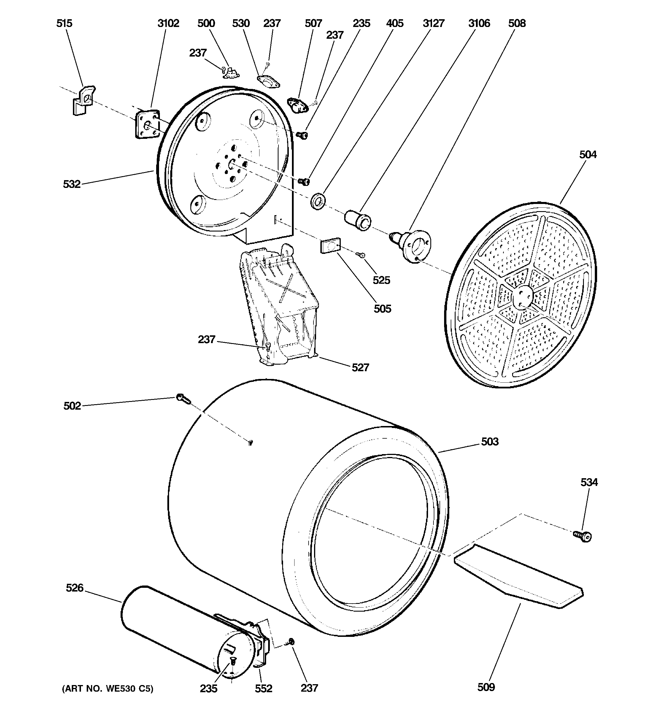 GE DRSR483GG7CC drum diagram