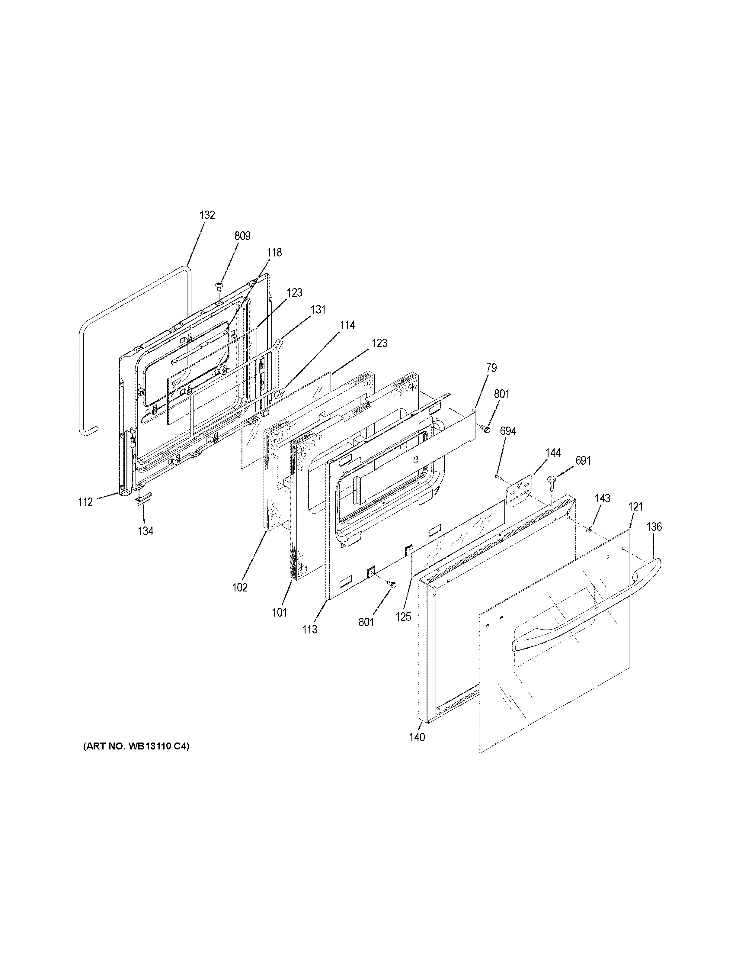 GE JRP28BJ4BB upper door diagram
