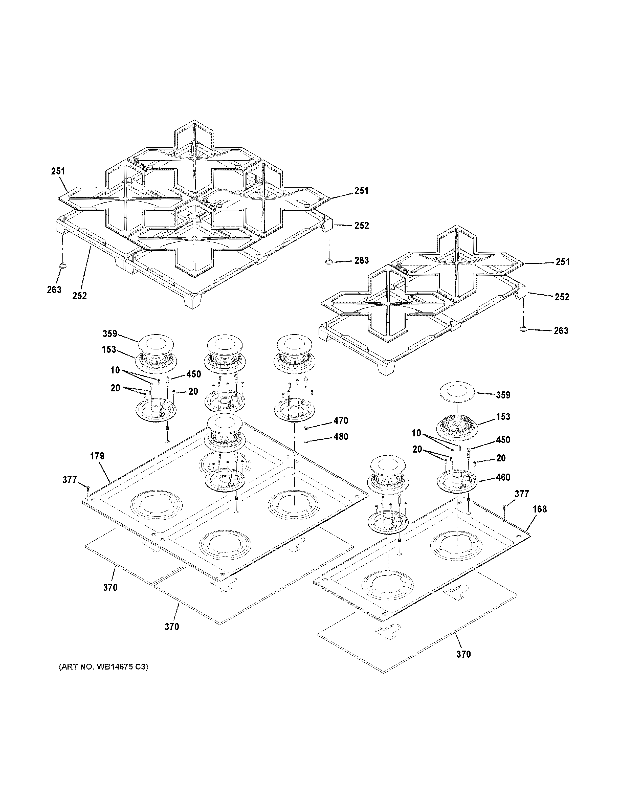 GE C2Y486P2M1S1 cooktop diagram