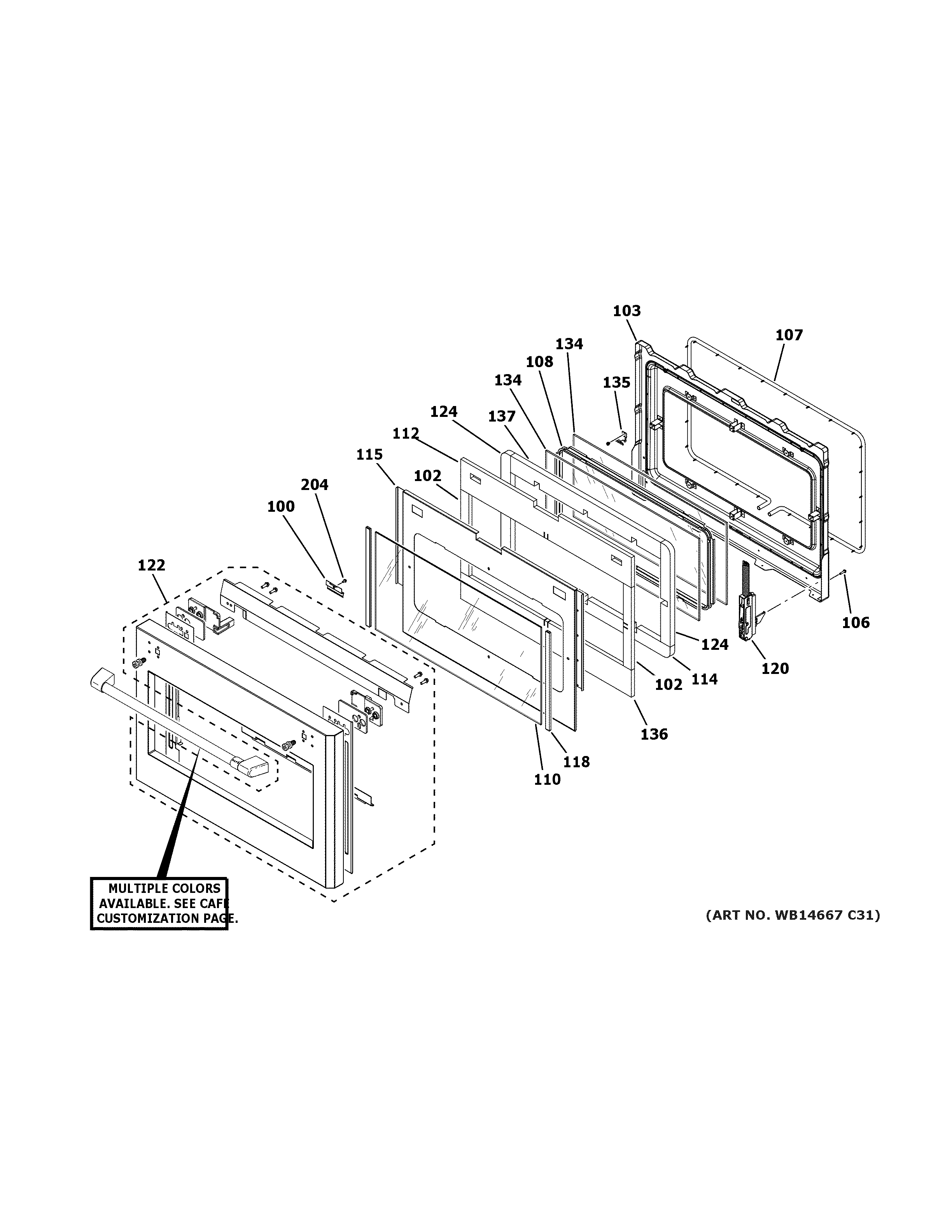 GE C2Y486P2M1S1 large door assembly diagram