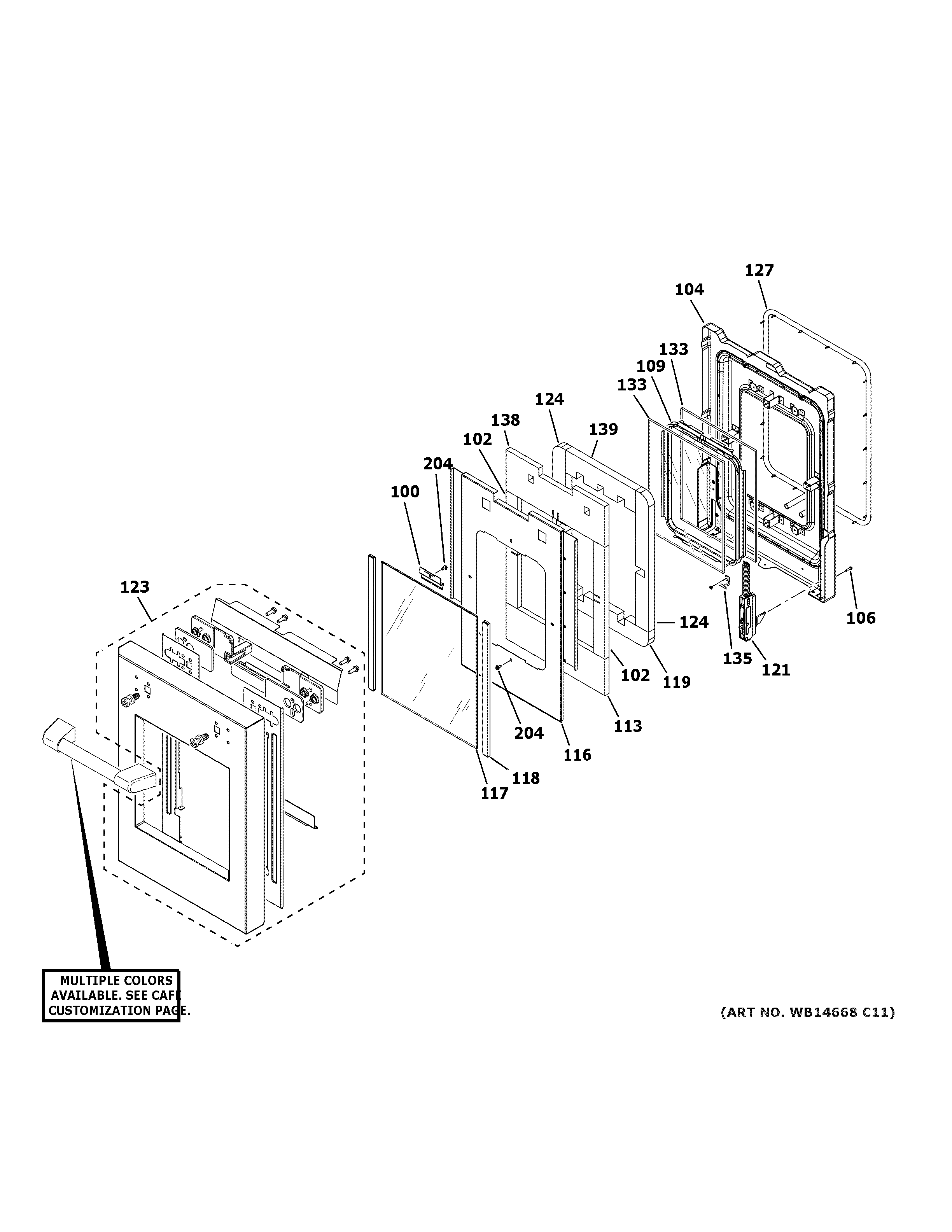 GE C2Y486P2M1S1 small door assembly diagram