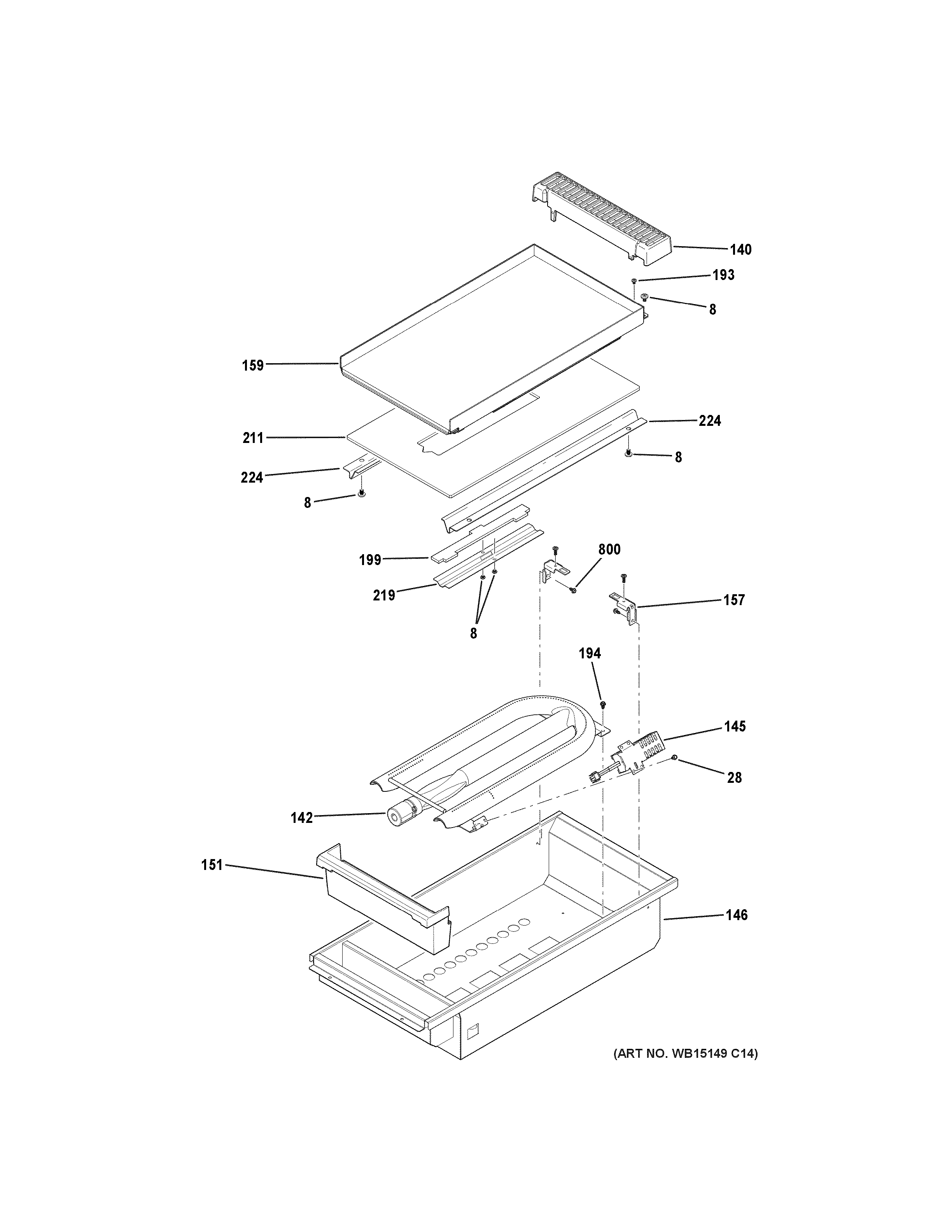 GE C2Y486P2M1S1 griddle assembly diagram