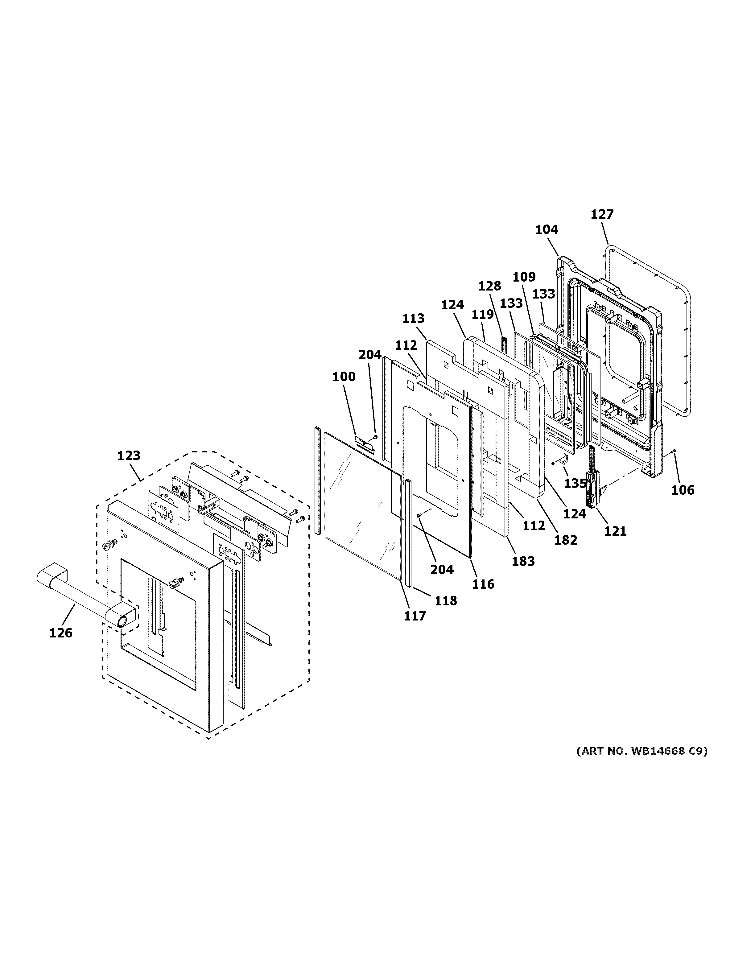 GE ZGP486LDN1SS small door assembly diagram
