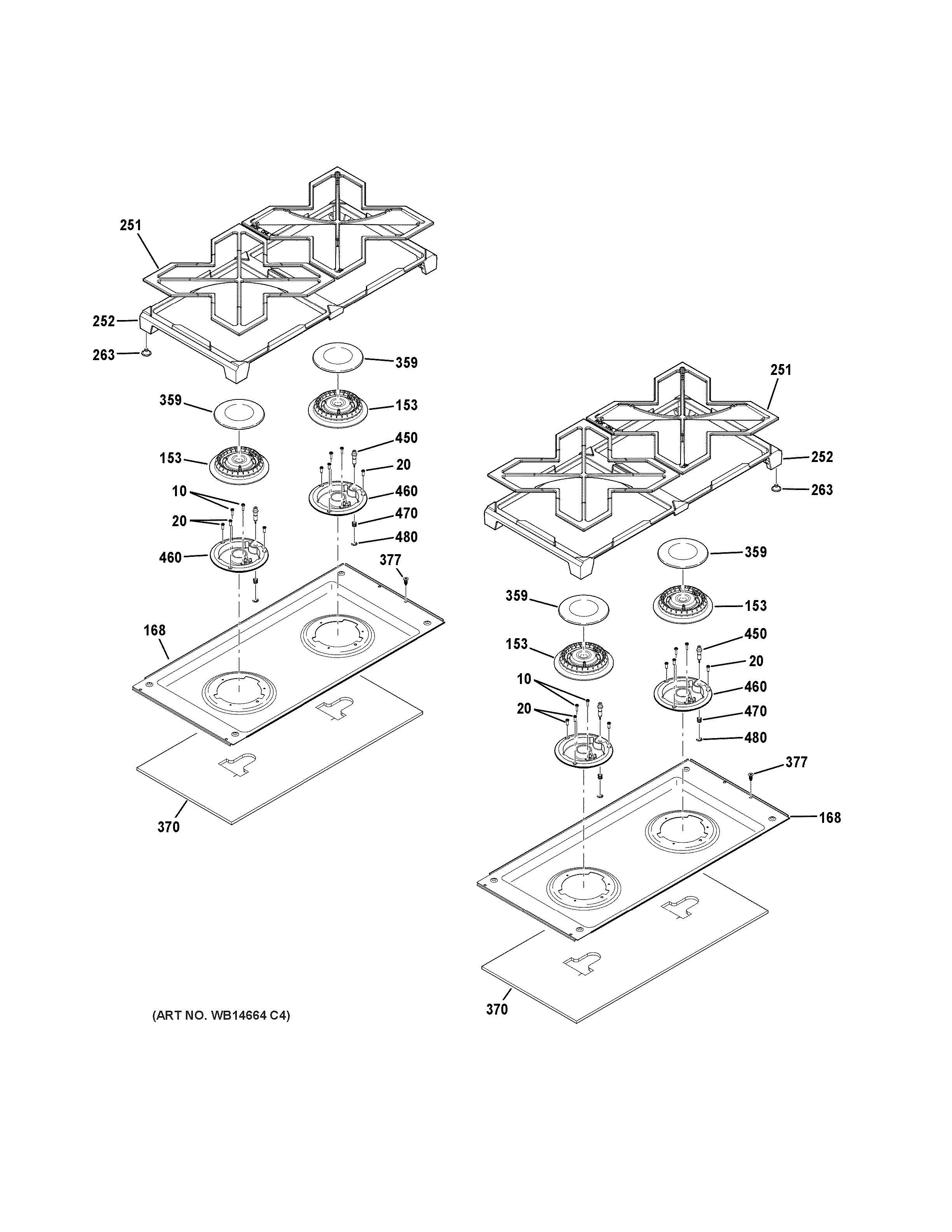 GE ZGP364LDN1SS cooktop diagram