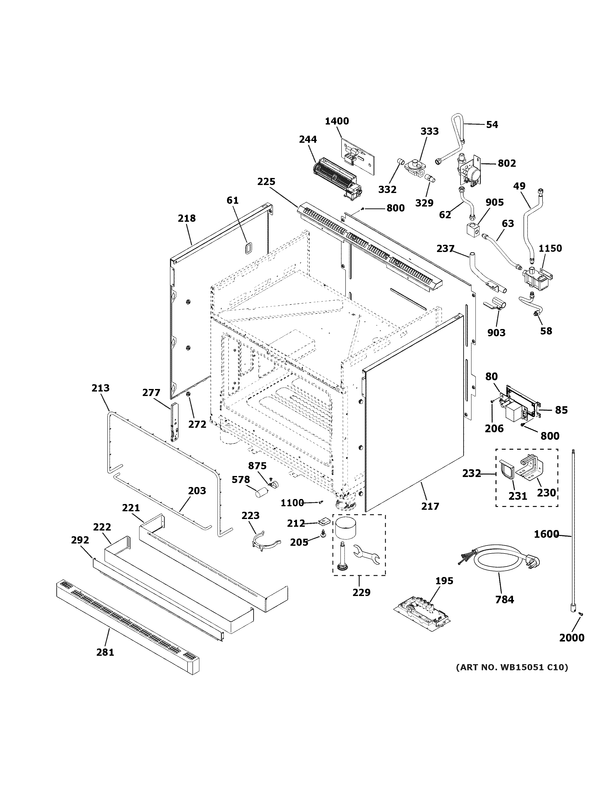 GE ZGP364LDN1SS body parts diagram