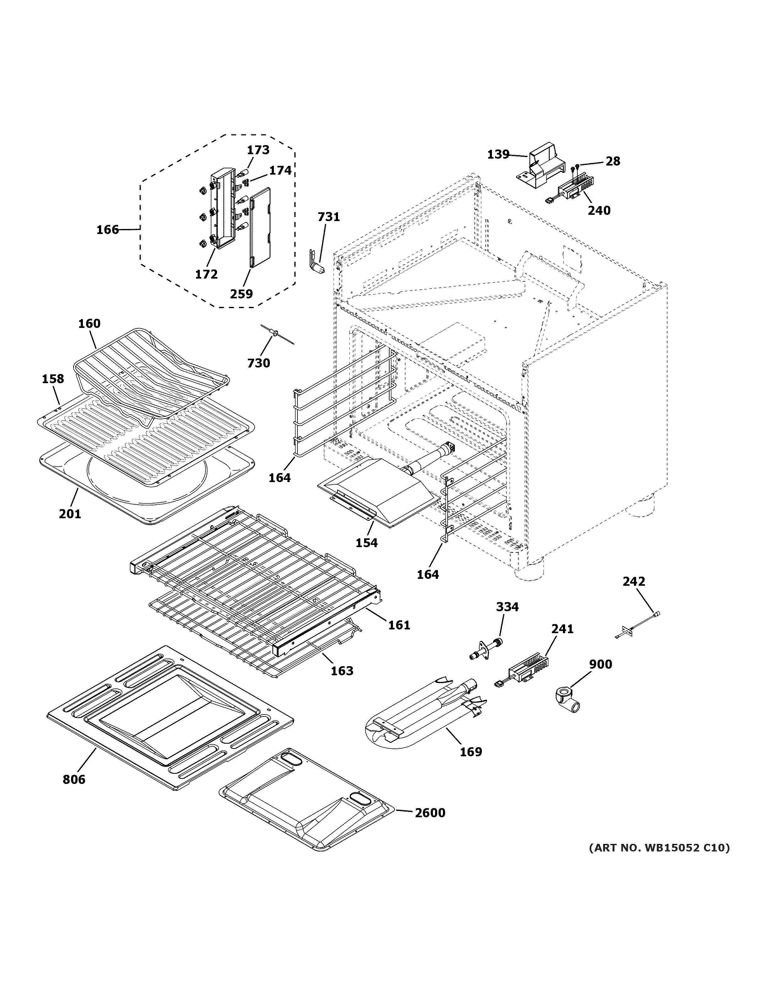 GE ZGP364LDN1SS oven cavity parts diagram