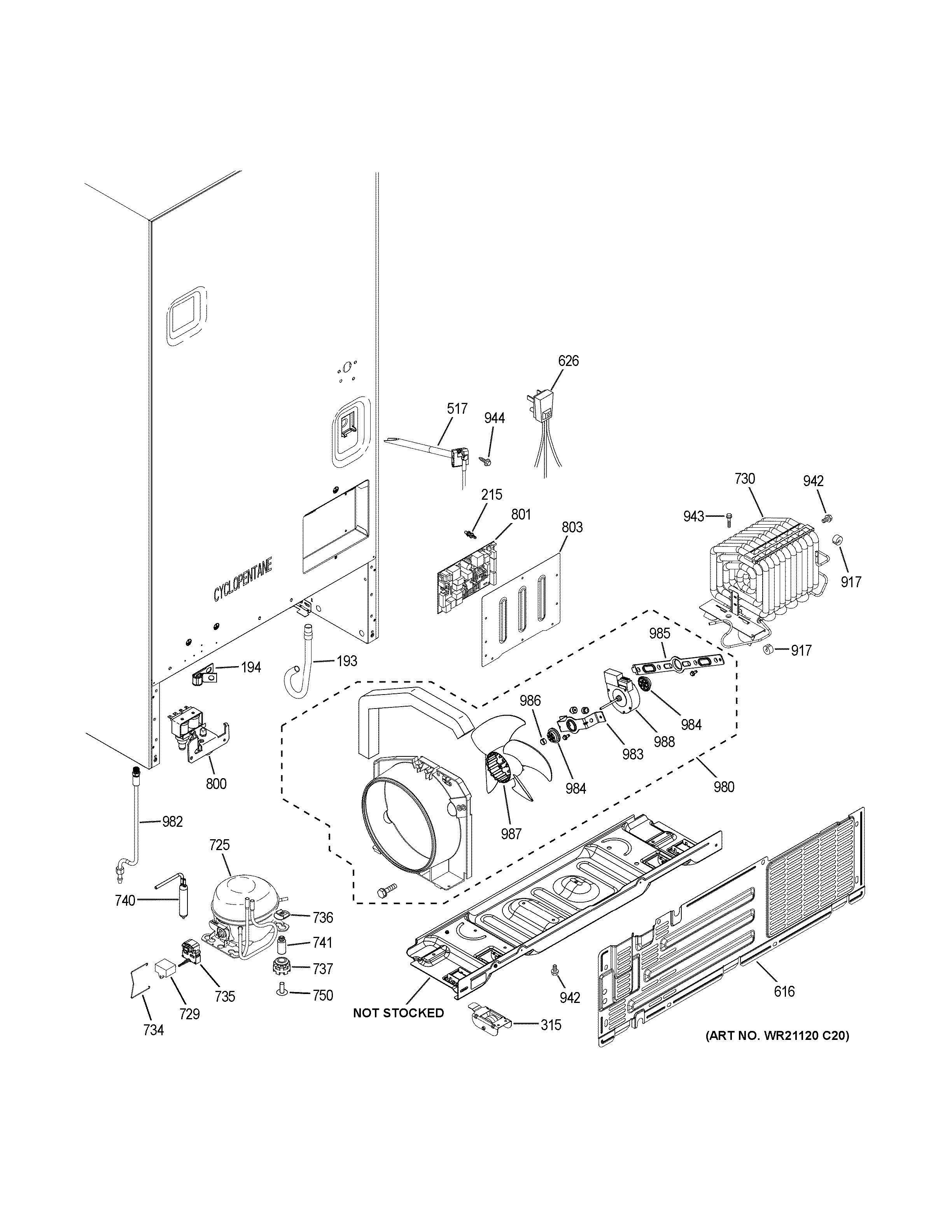 GE GDE21EMKFRES machine compartment diagram