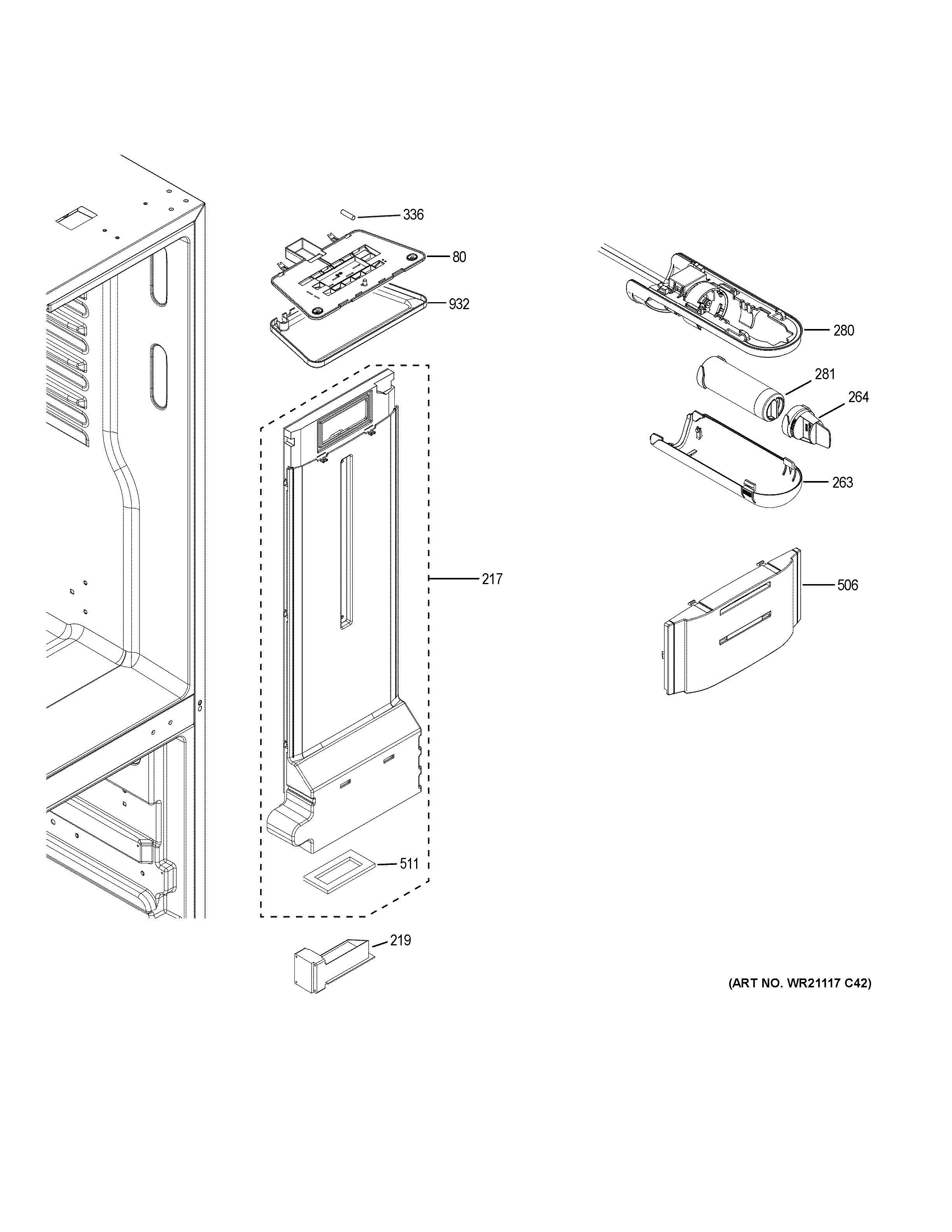 GE GDE21EMKJRES fresh food section diagram