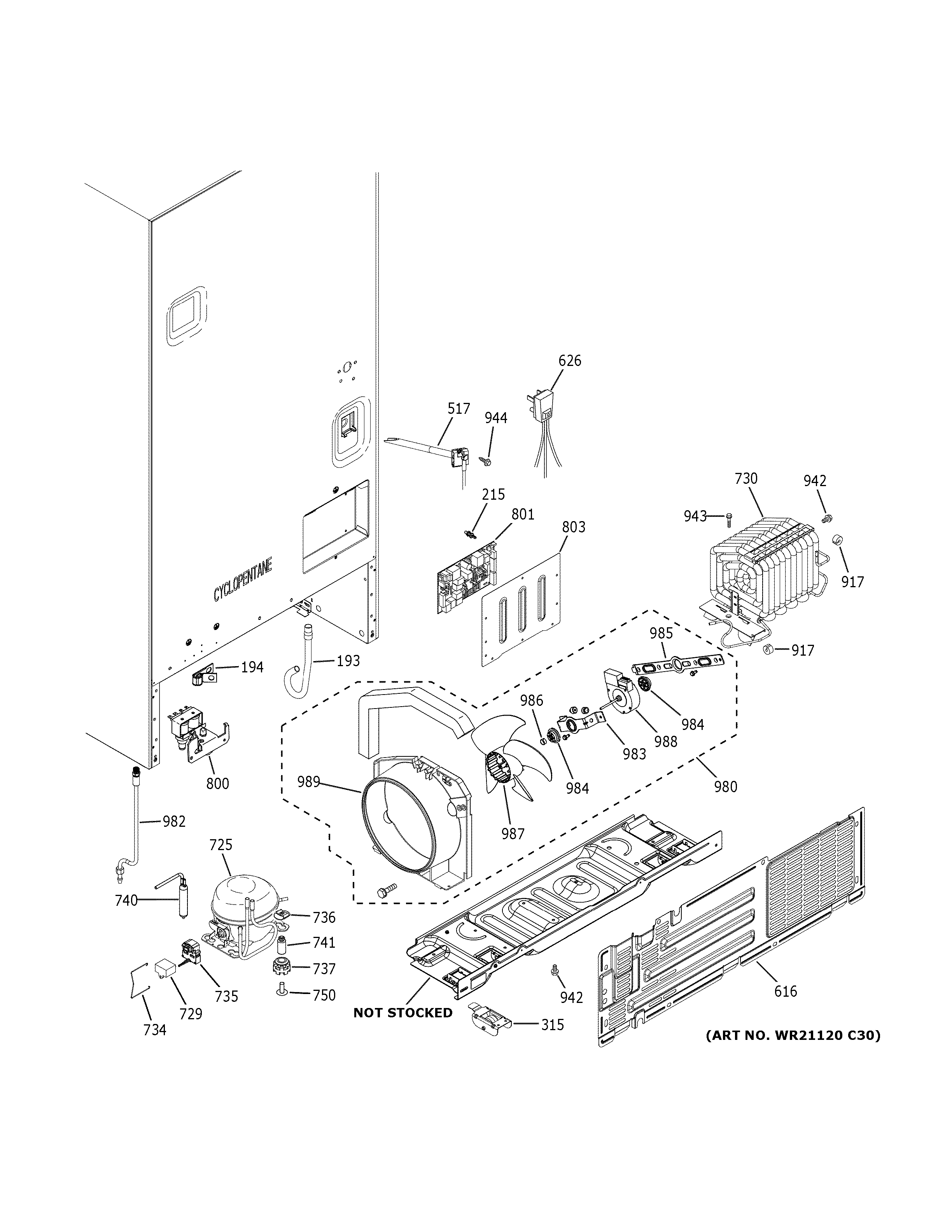 GE GDE21EMKJRES machine compartment diagram