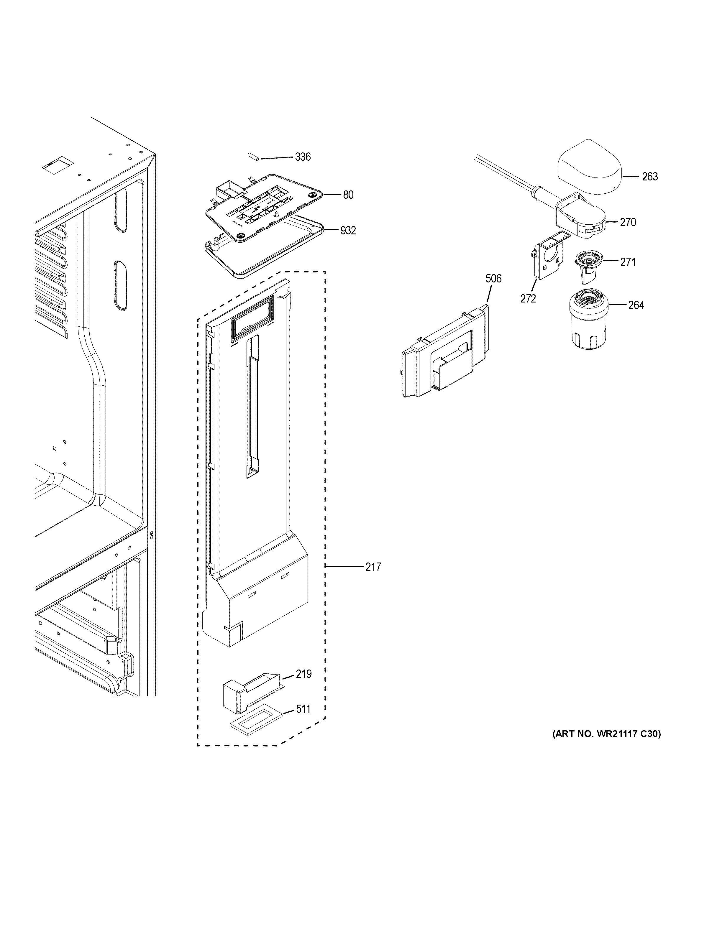 GE GDE25EGKARWW fresh food section diagram