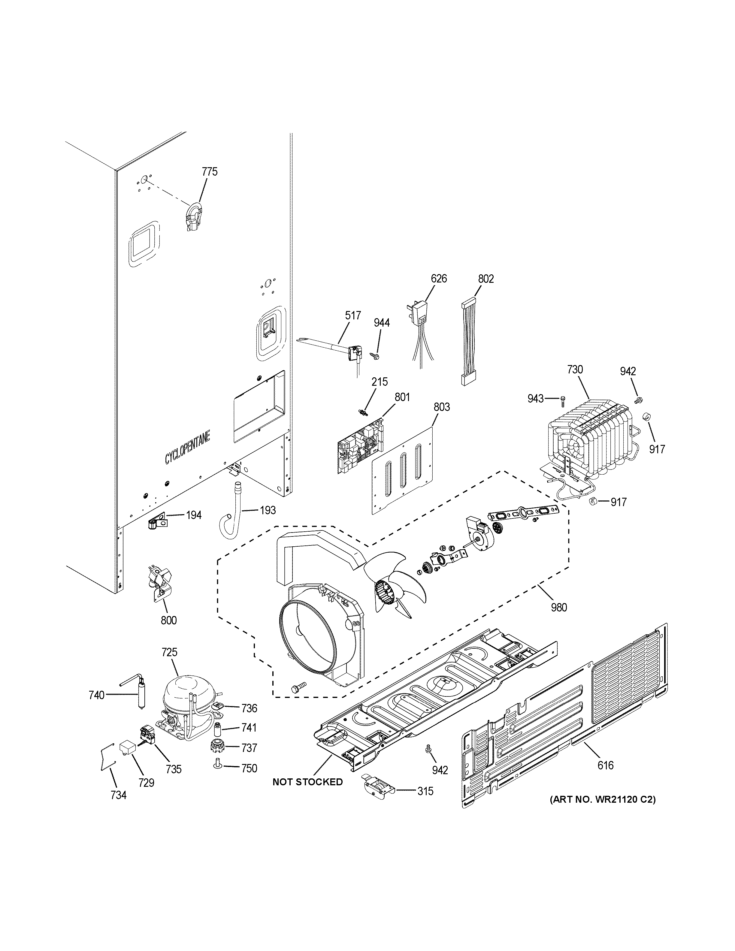 GE GDE25EGKARWW machine compartment diagram