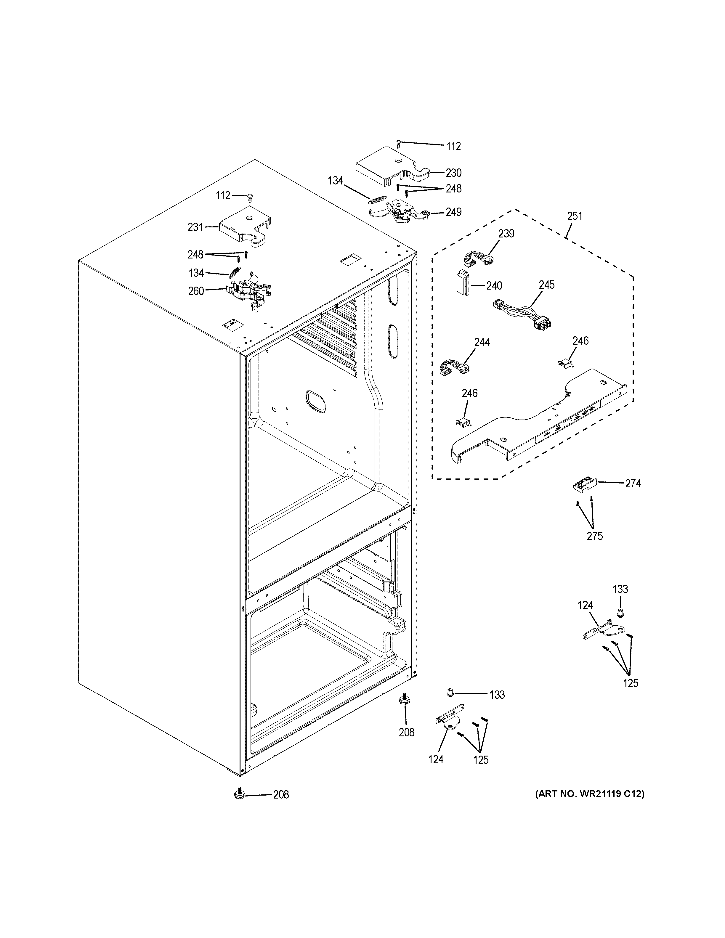 GE GNE25JMKAFES case parts diagram
