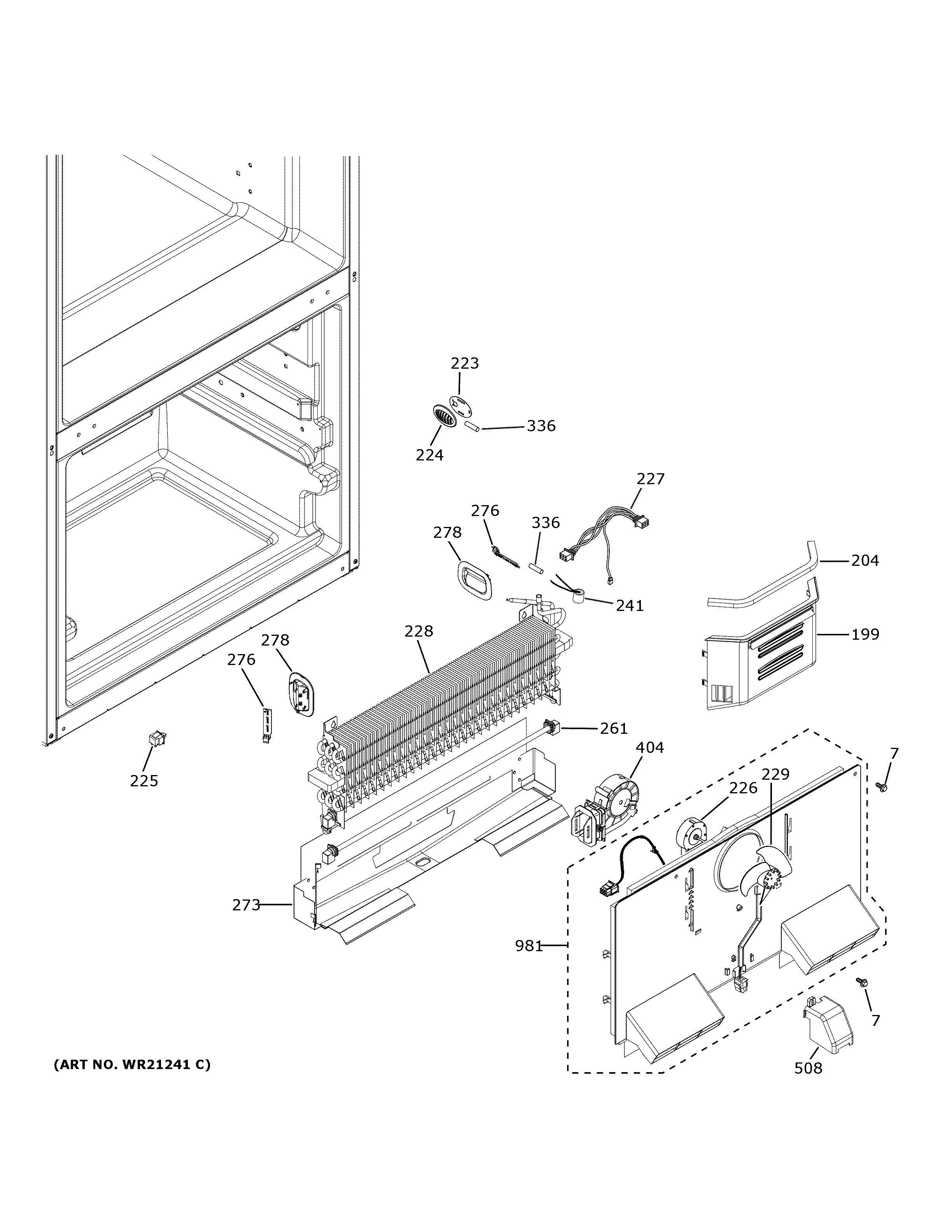 GE GFE26JSMAFSS freezer section diagram