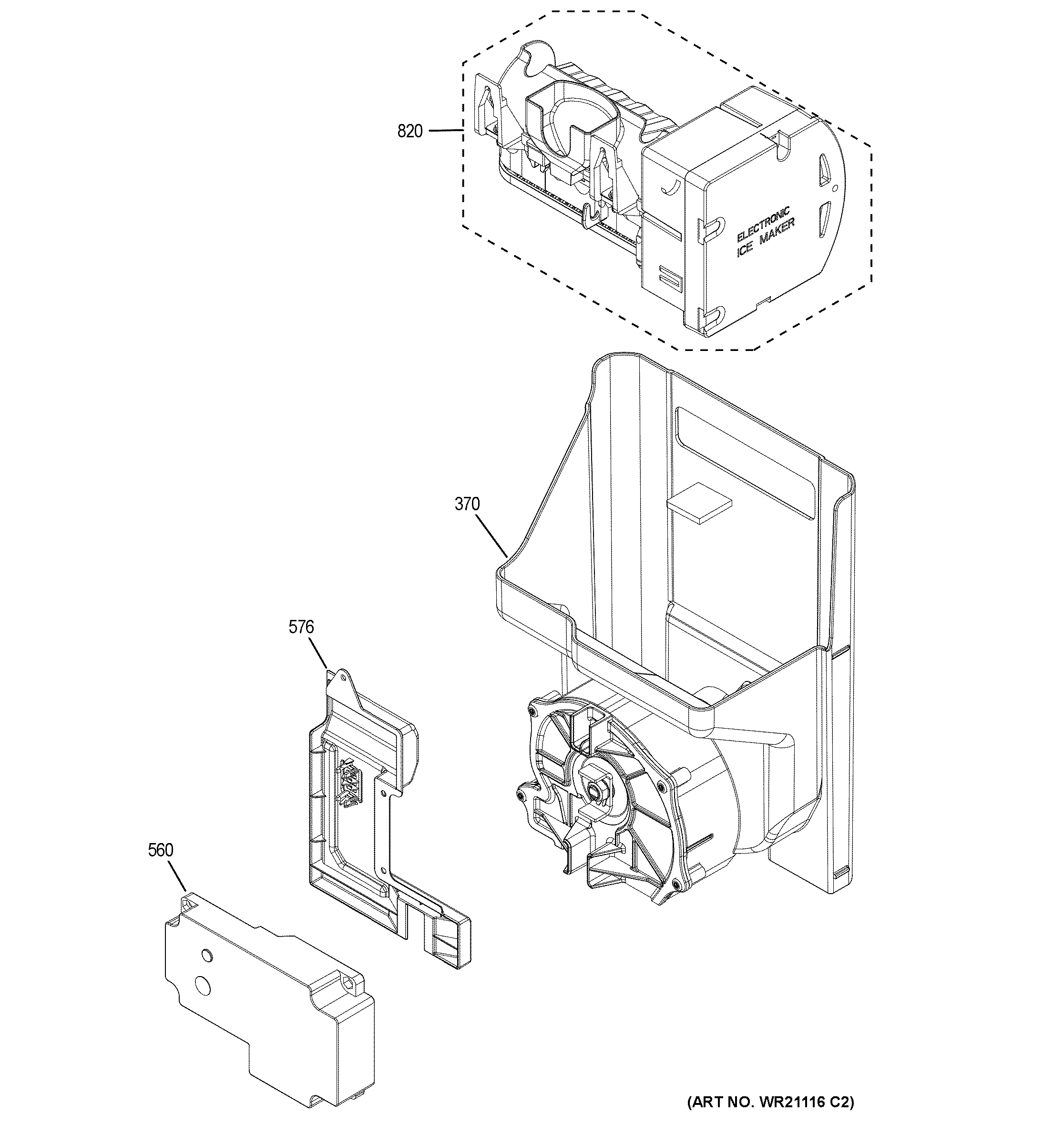 GE GFE26JSMAFSS ice maker & dispenser diagram