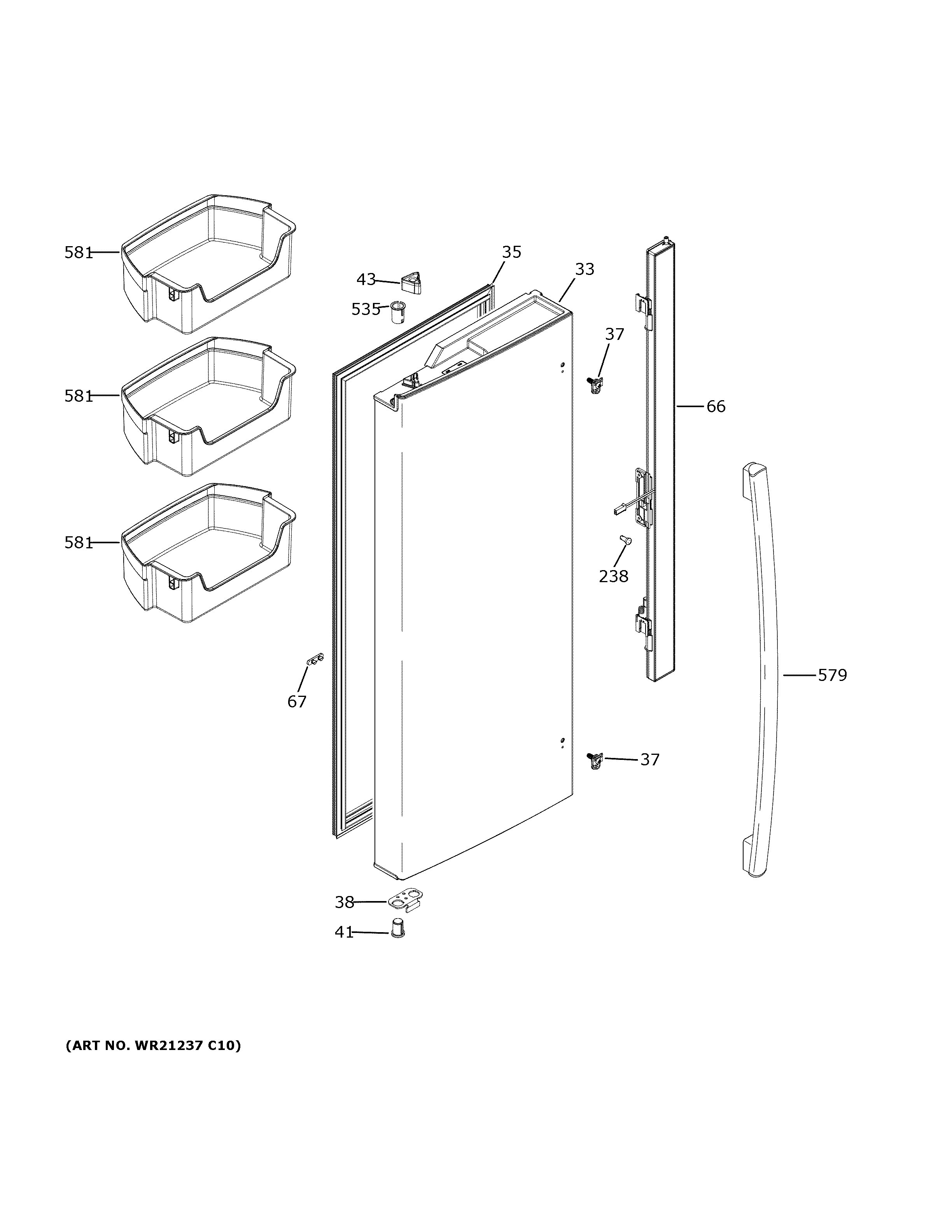 GE GNE27ESMAFSS fresh food door - lh diagram
