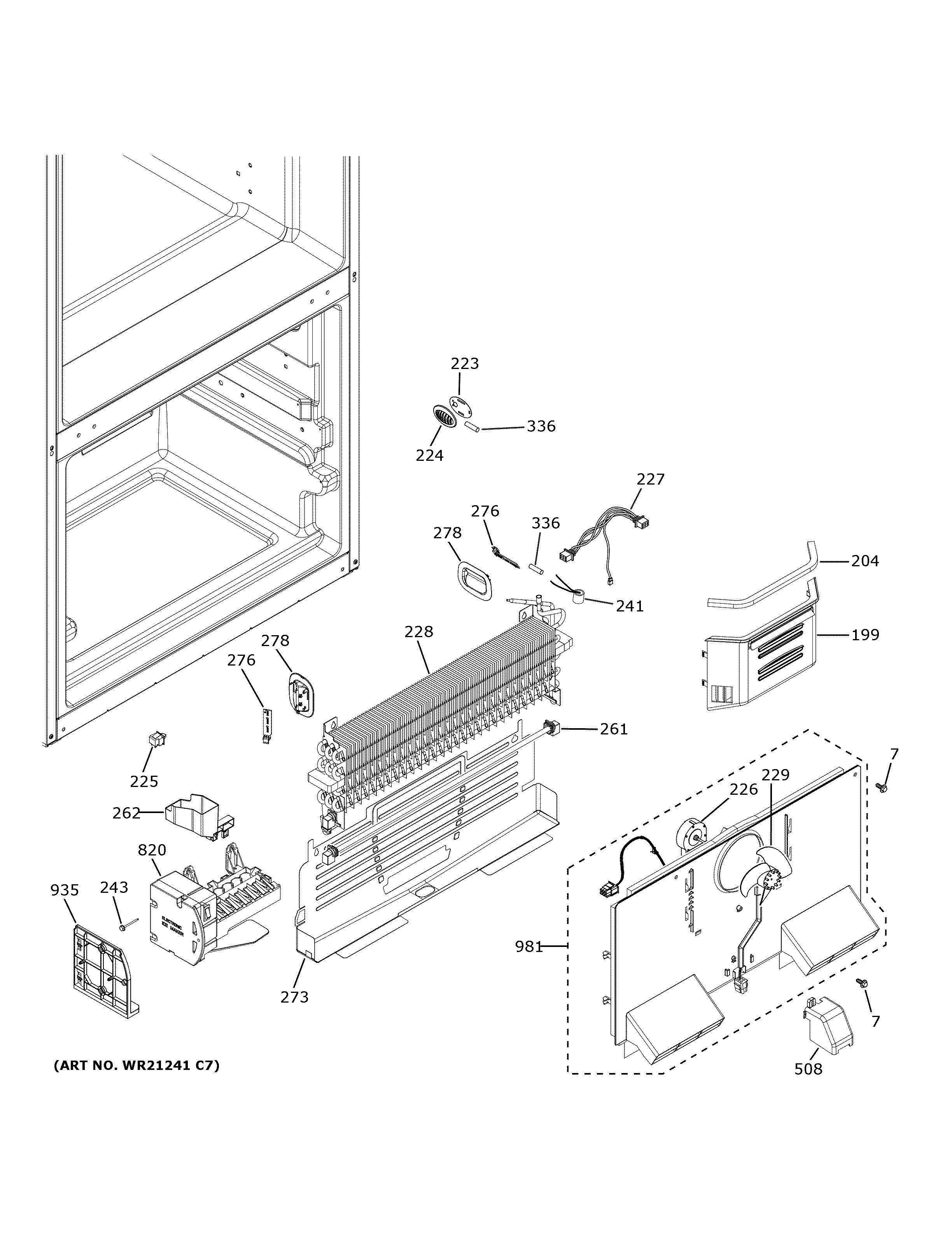 GE GNE27ESMAFSS freezer section diagram
