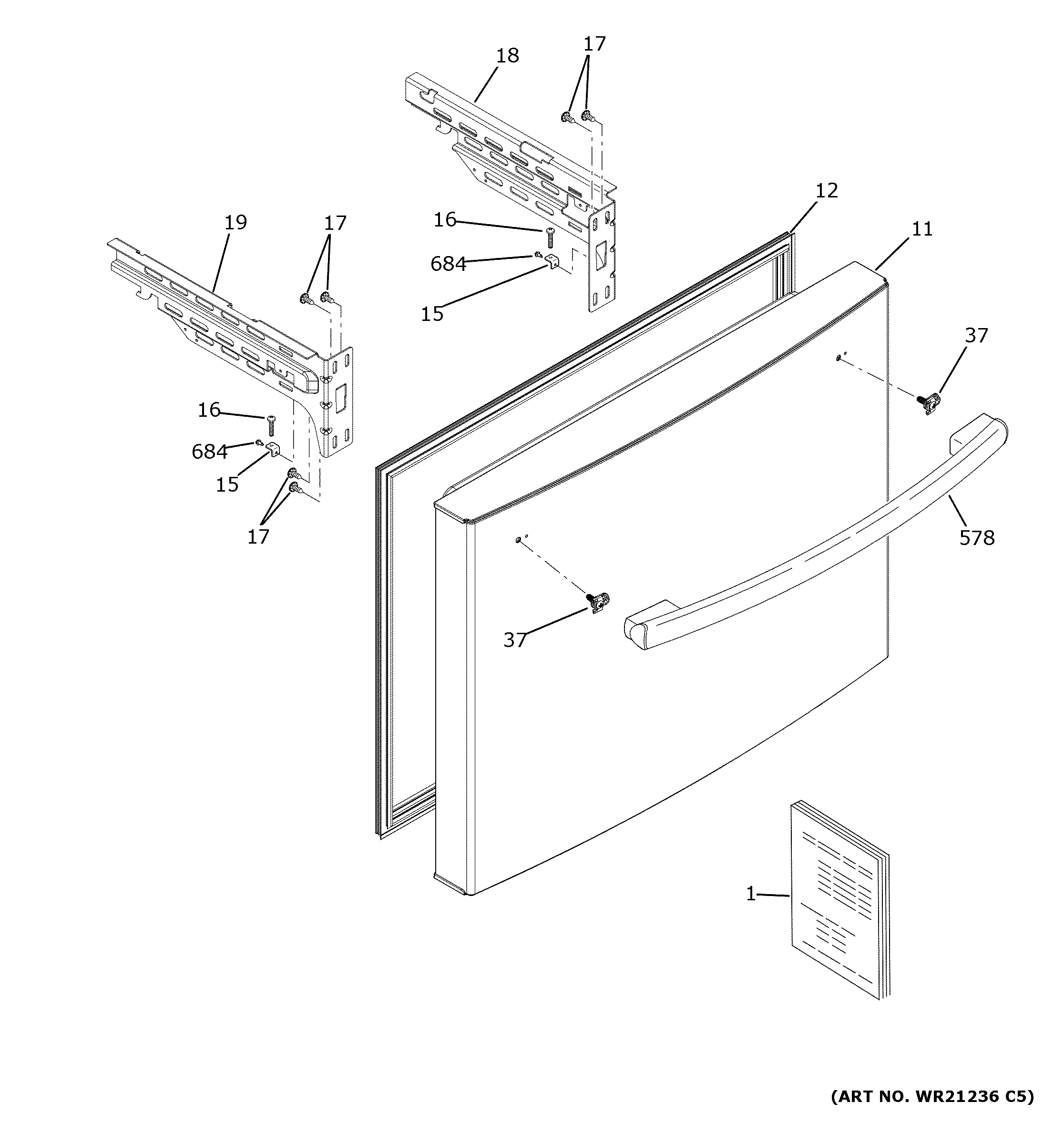 GE GNE25JMKJFES freezer door diagram