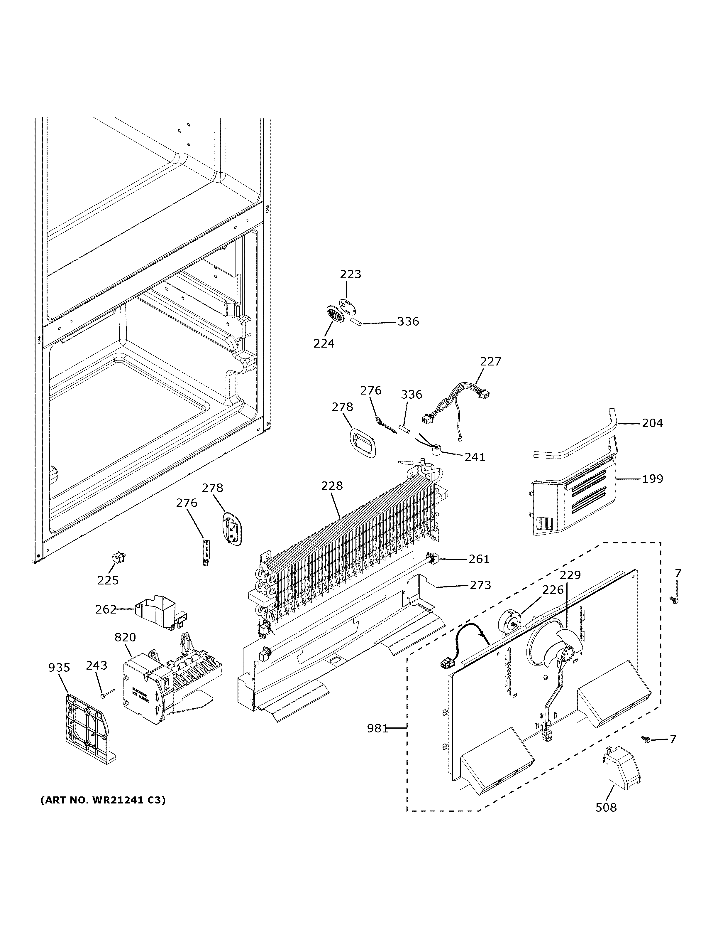 GE CWE19SP4NBW2 freezer section diagram