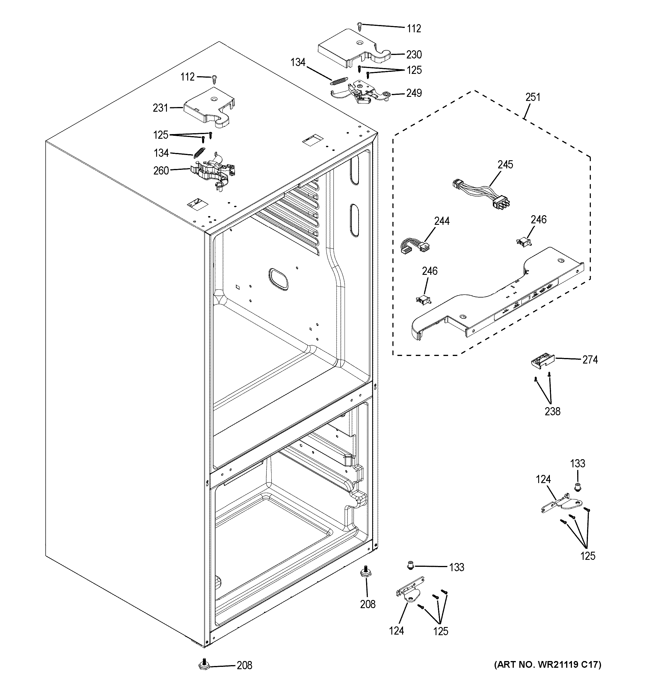 GE GNE25JMKLFES case parts diagram