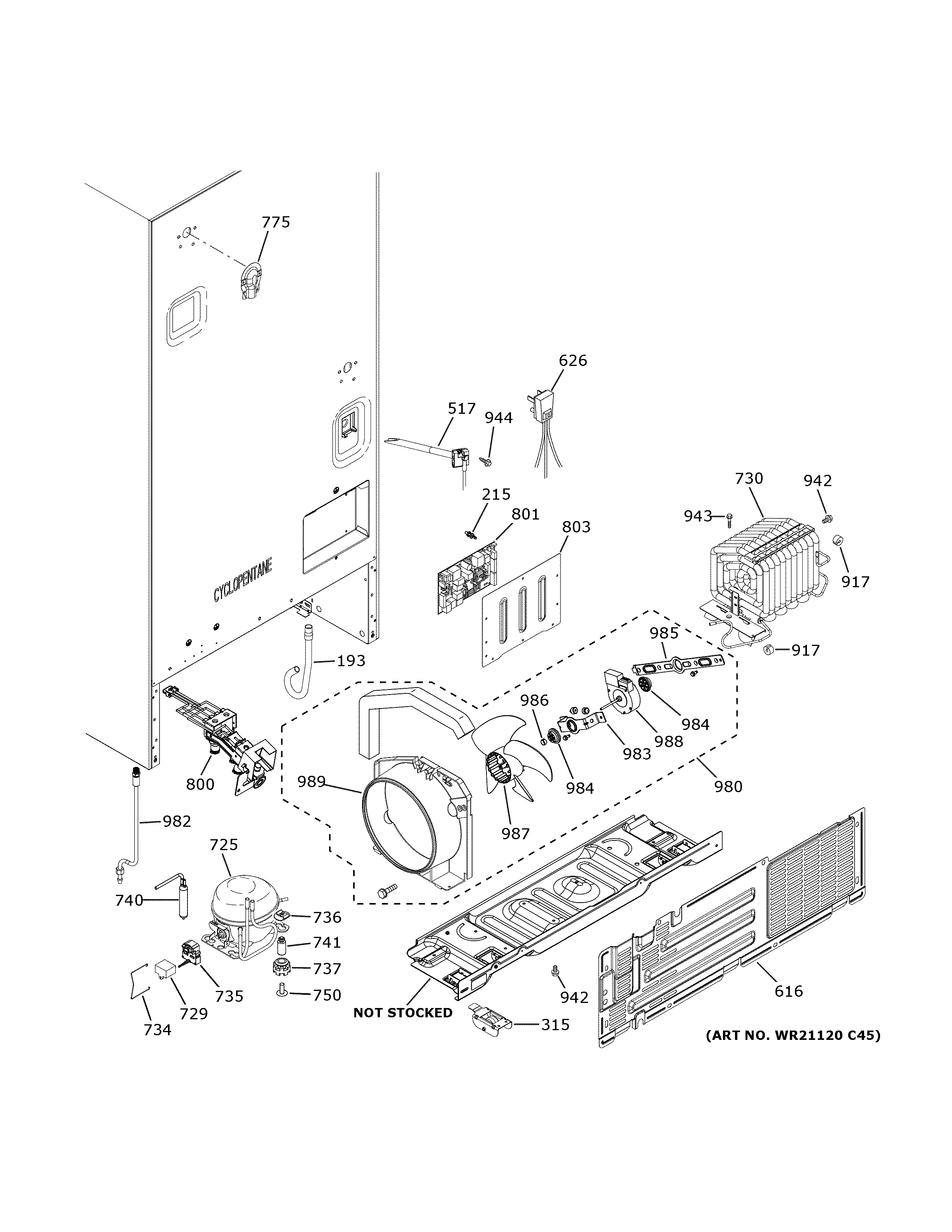 GE GNE25JMKLFES machine compartment diagram