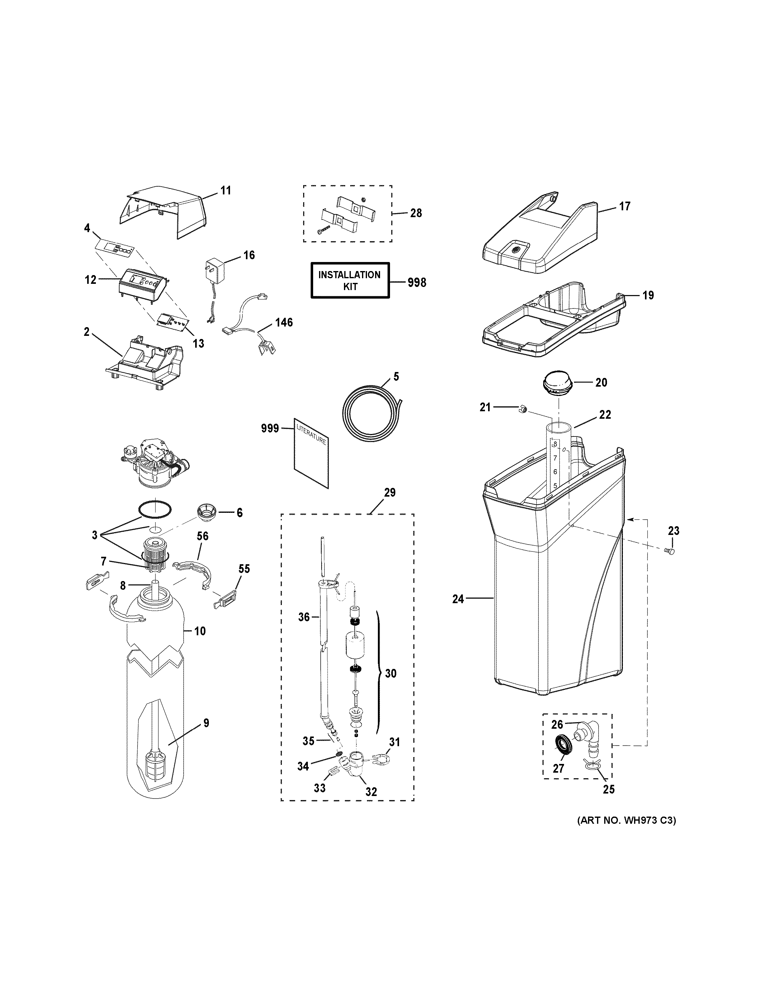 GE GXSH45V01 body parts diagram