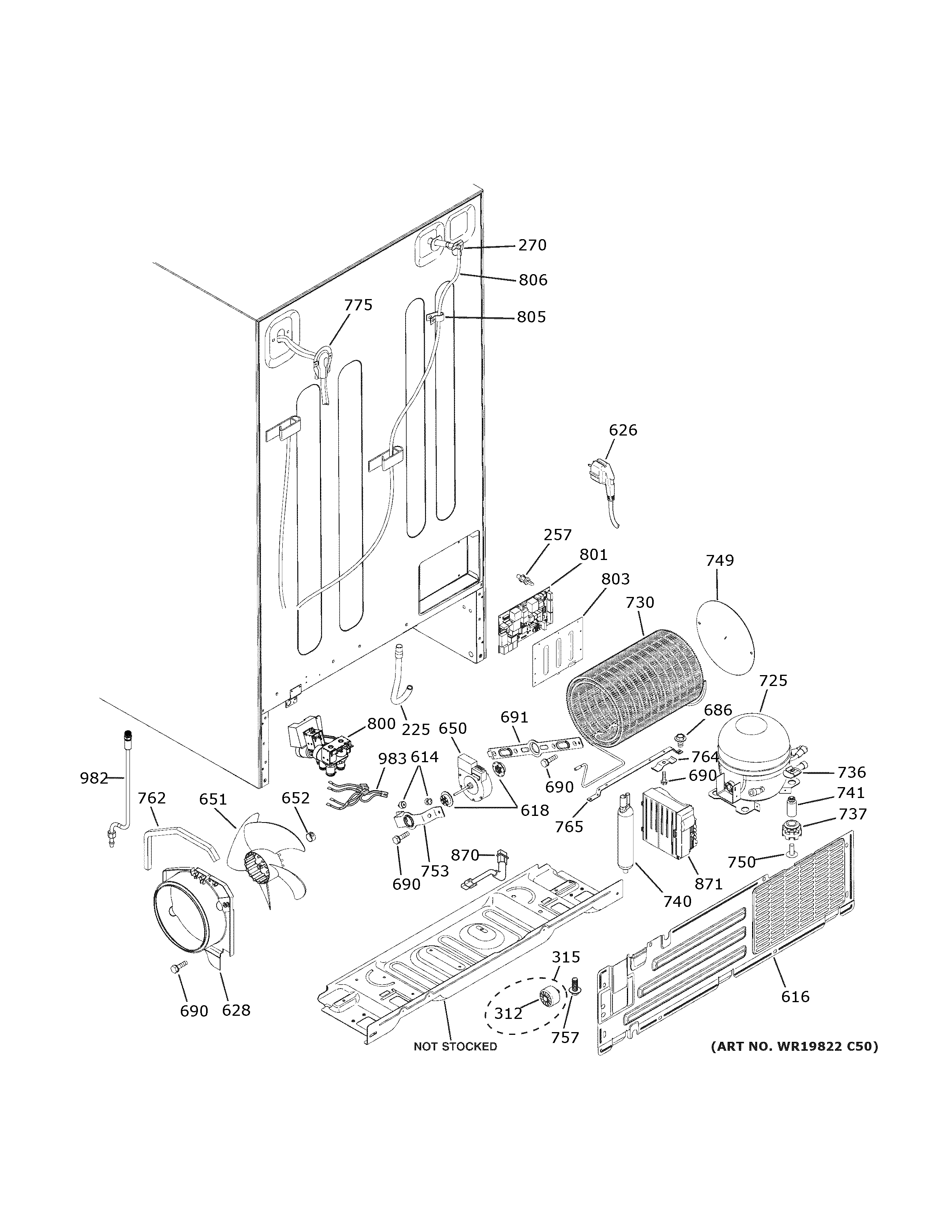 GE PSS28KYHBCFS machine compartment diagram