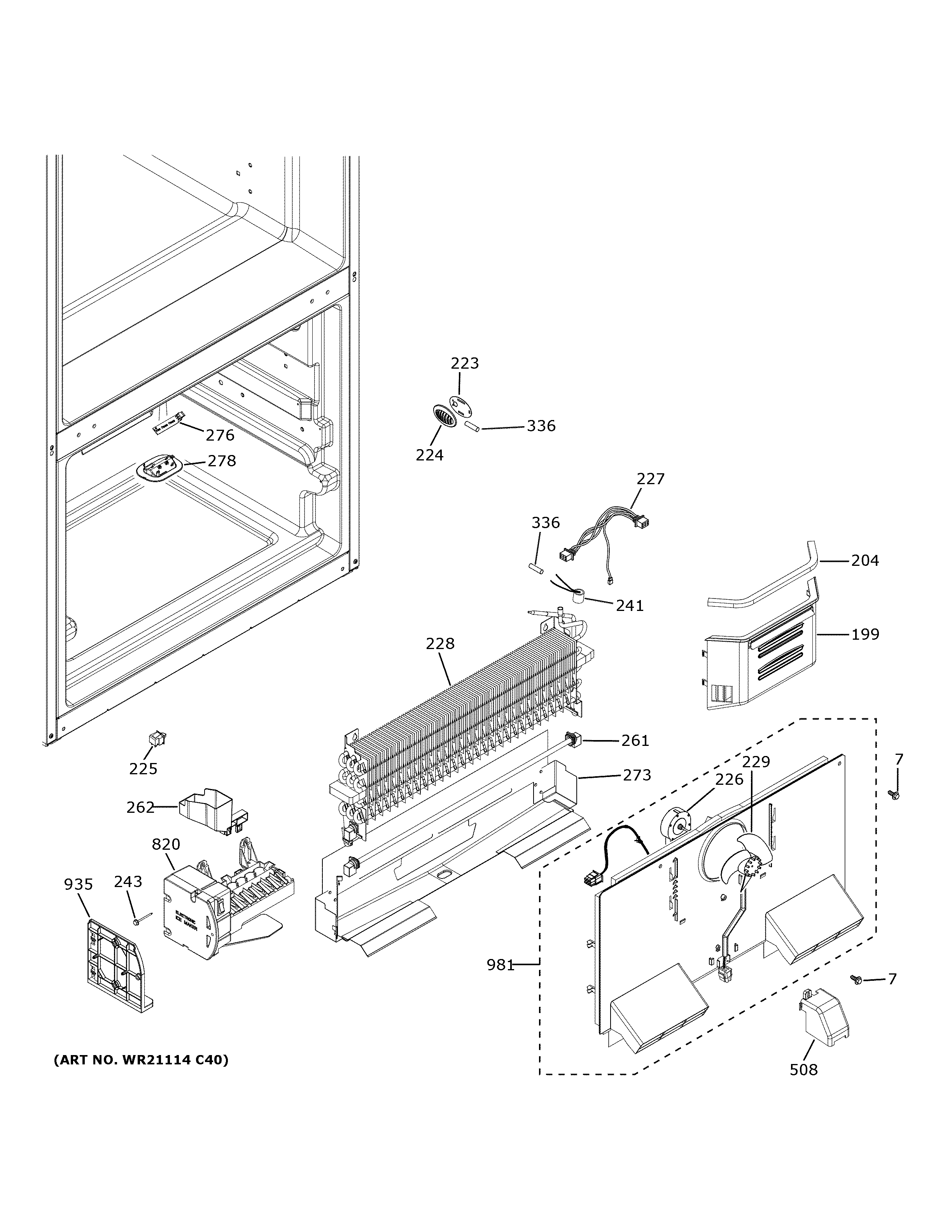 GE GNE21FSKLFSS freezer section diagram