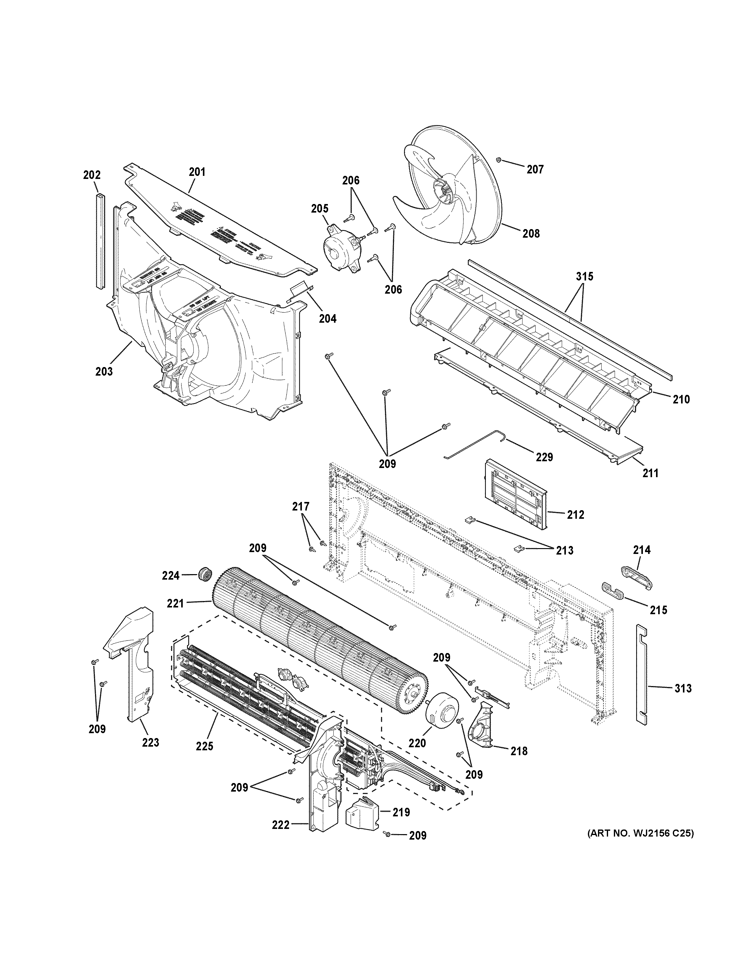 GE AZ45E07DACW1 motor & chassis parts diagram