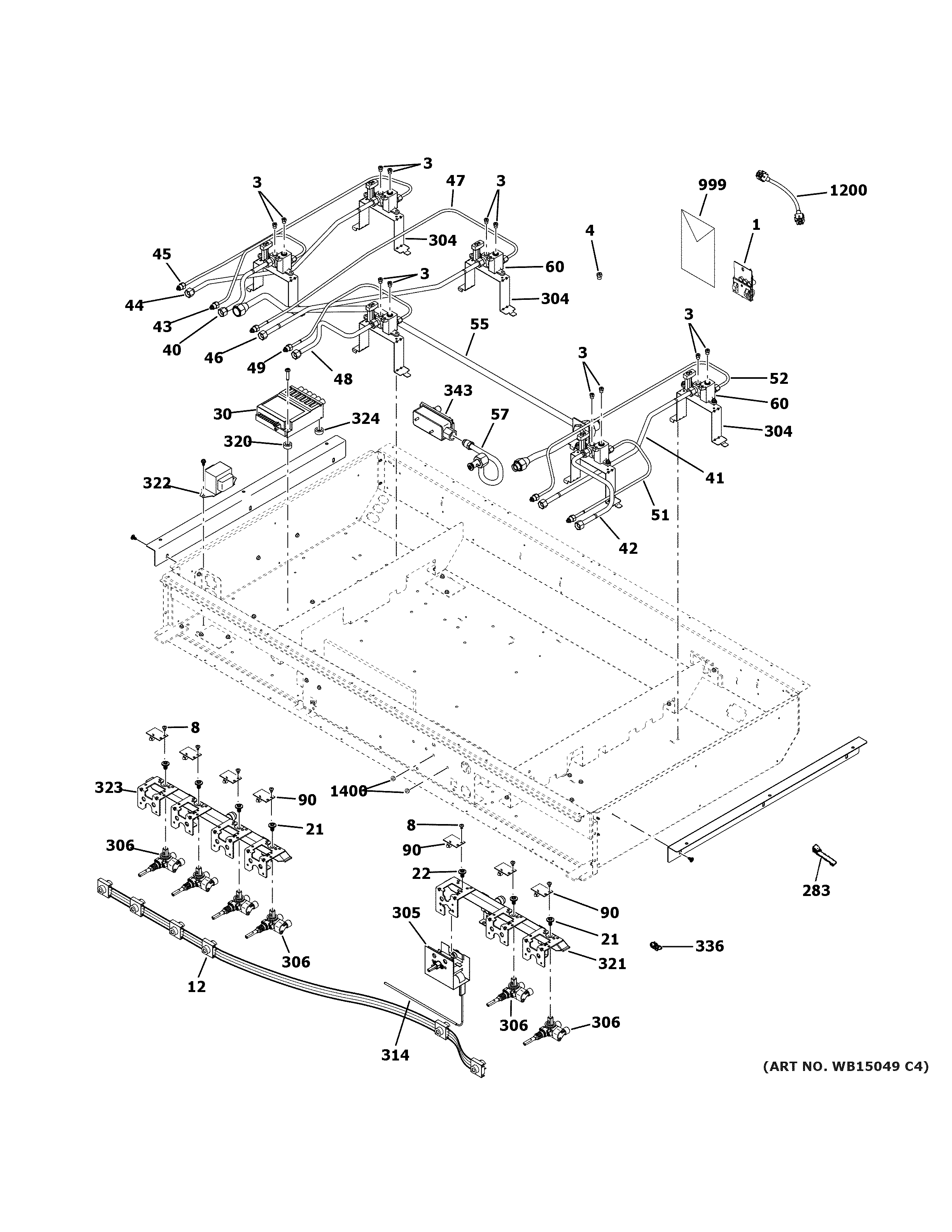 GE ZGP486NDN1SS gas & burner parts diagram