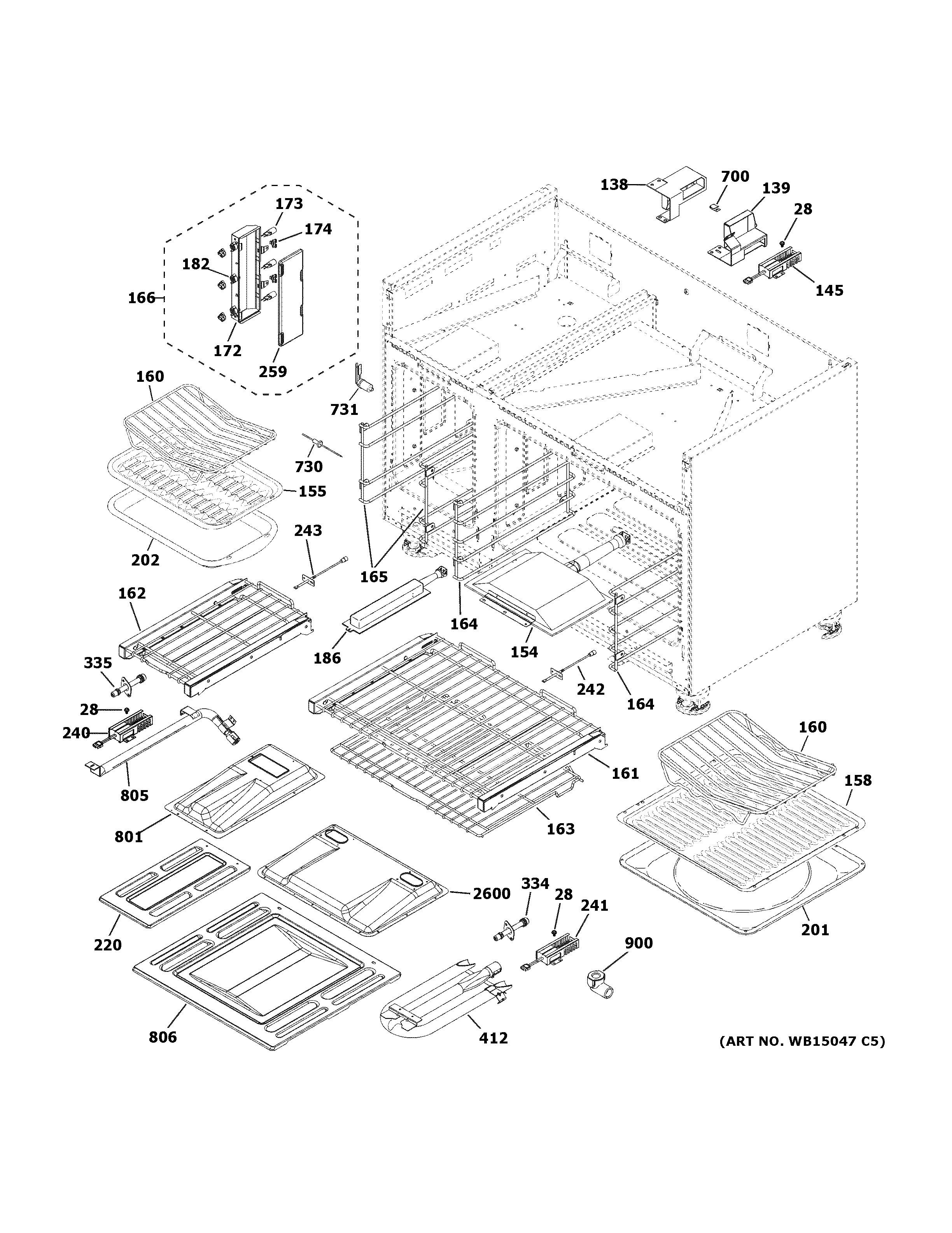 GE ZGP486NDN1SS oven cavity parts diagram