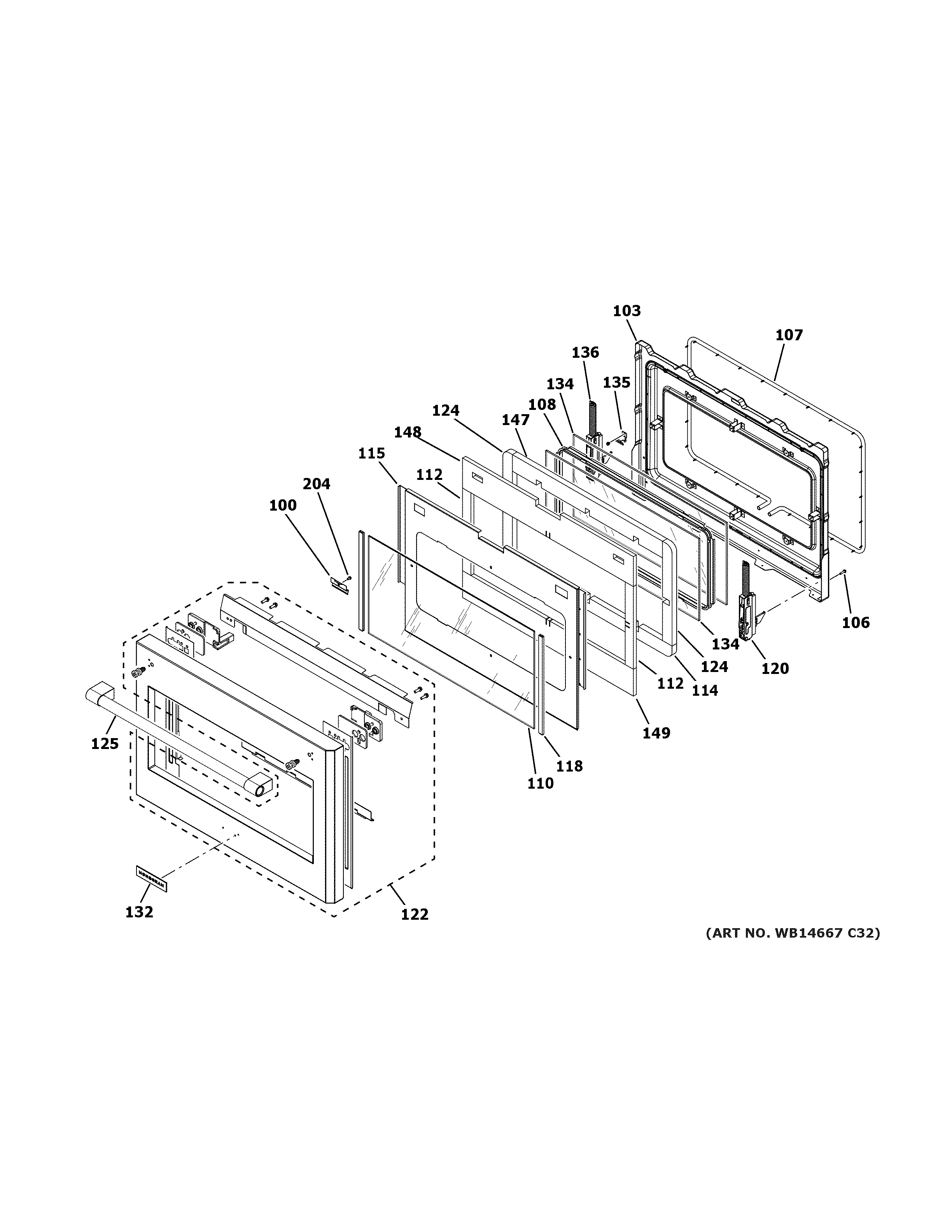 GE ZGP486NDN1SS large door assembly diagram