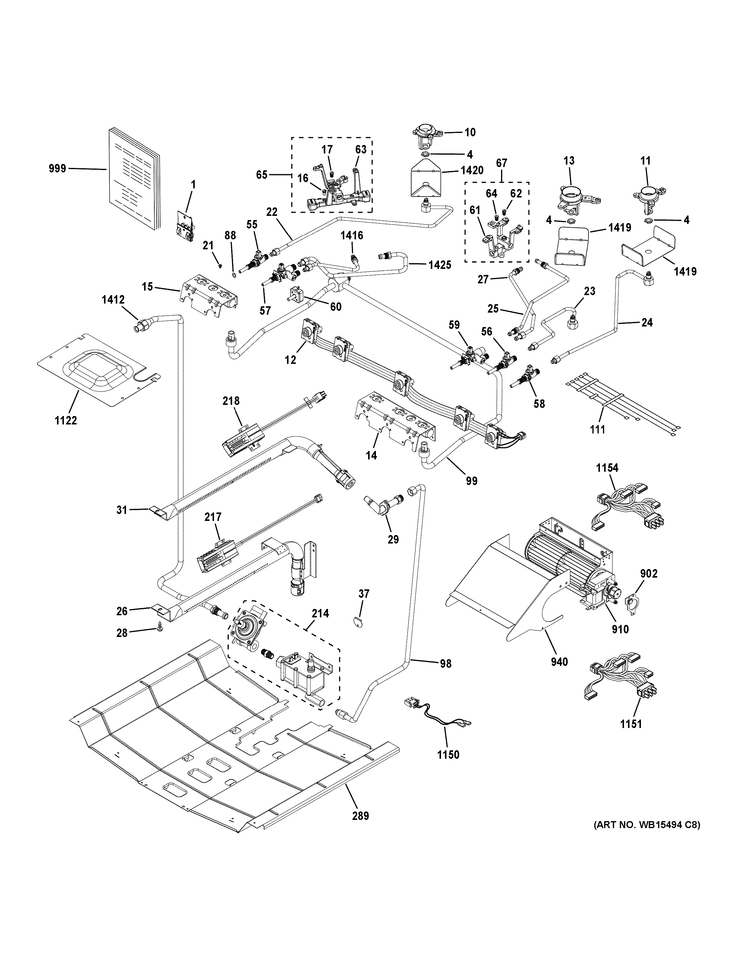 GE PGS930YP1FS gas & burner parts diagram