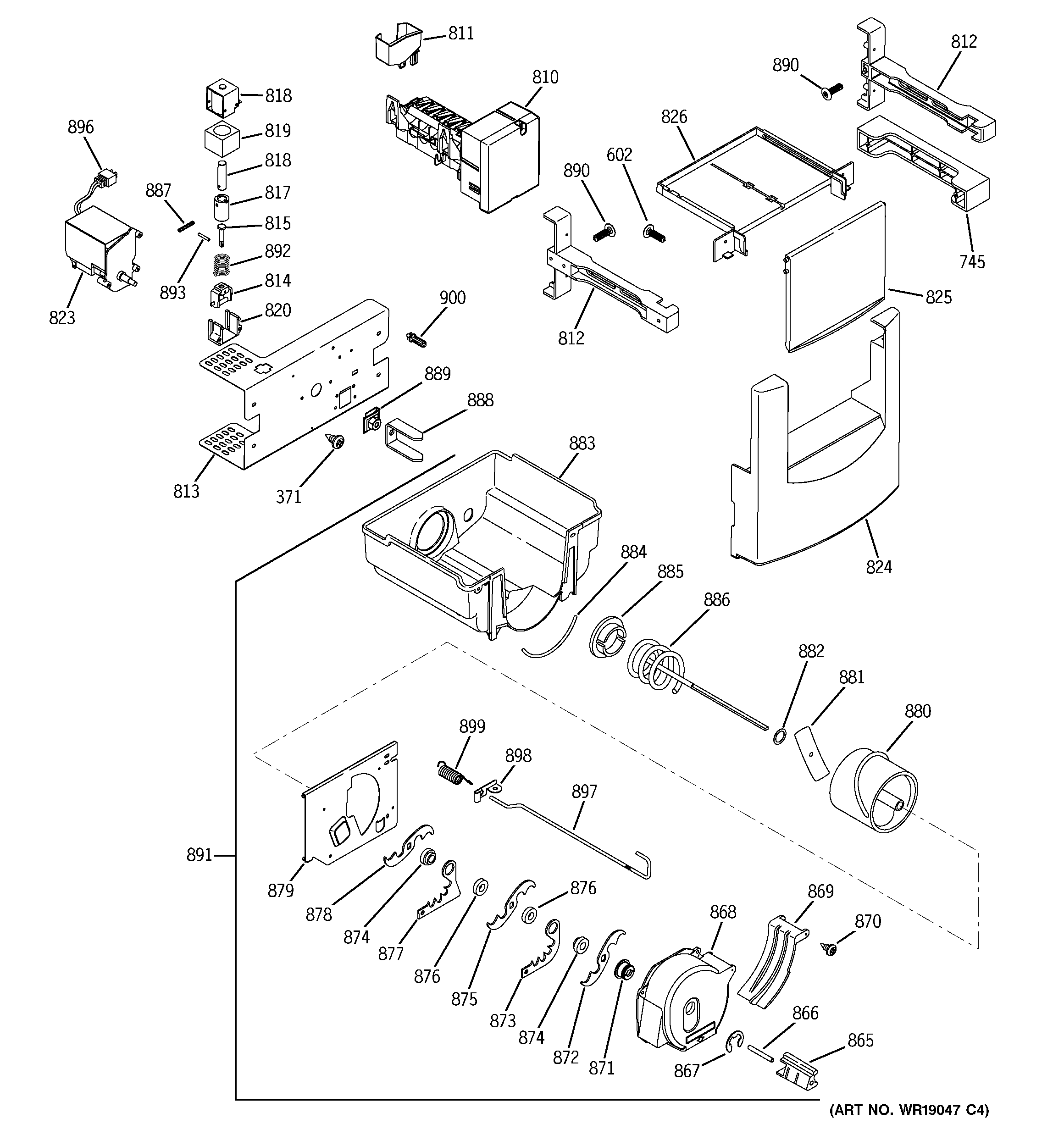 GE ZISS480DMA ice maker & dispenser diagram