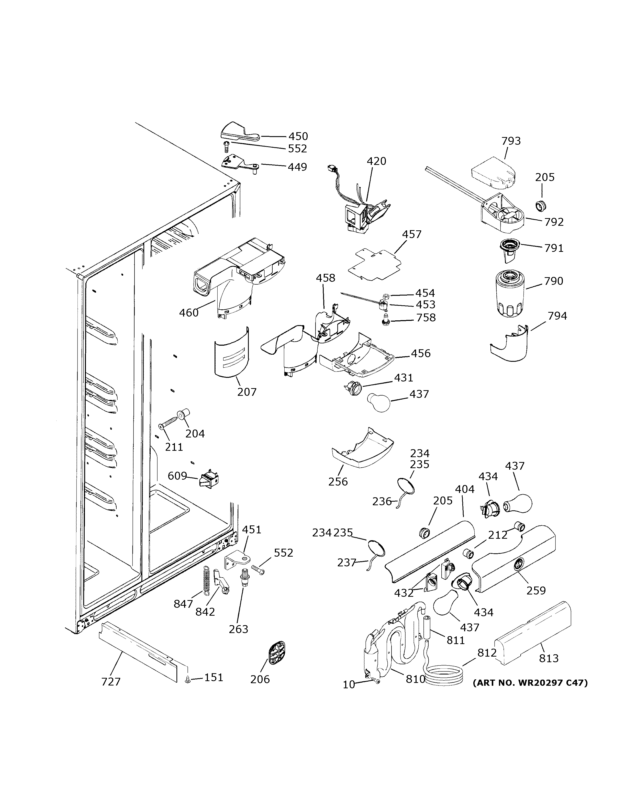 GE GSCS3PGXCFSS fresh food section diagram