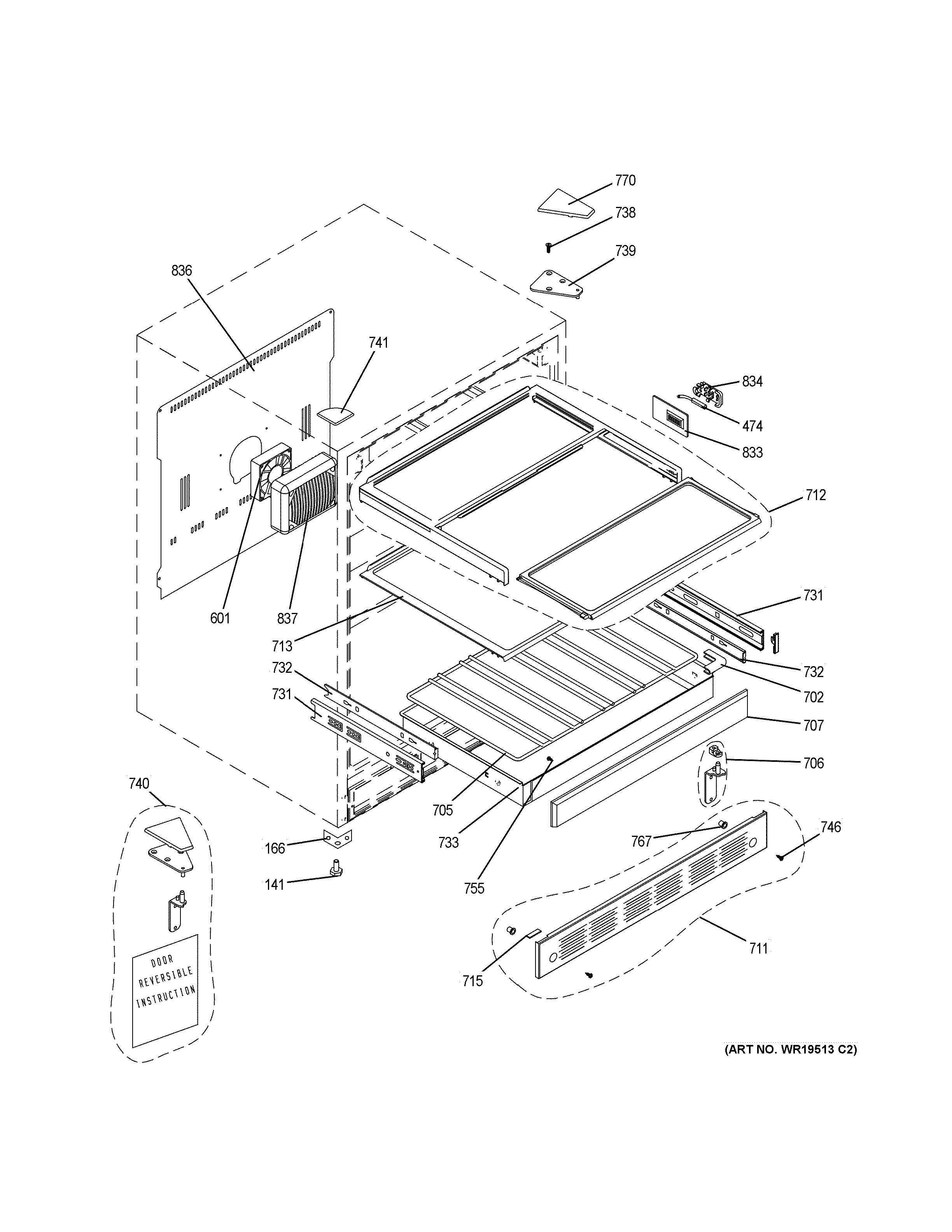 GE ZDBR240HABS cabinet & shelves diagram