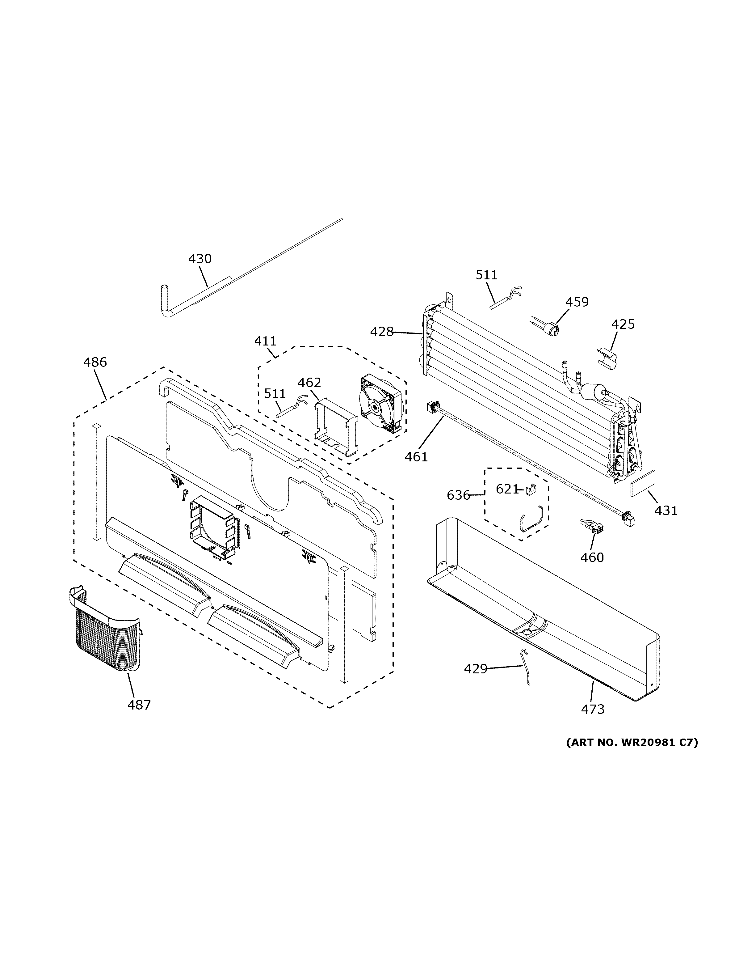 GE CWE23SP3MED1 freezer section diagram