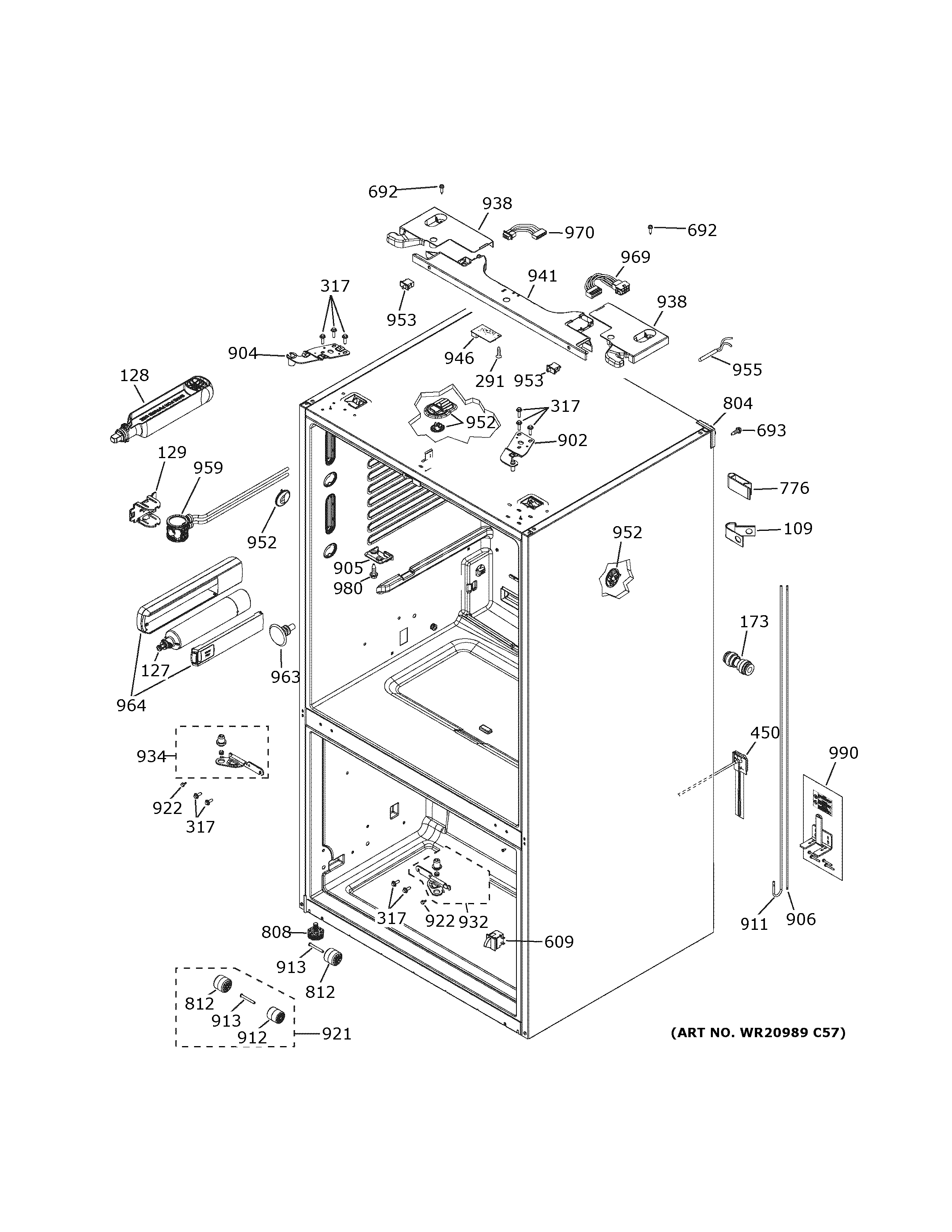 GE GWE23GENCDS case parts diagram