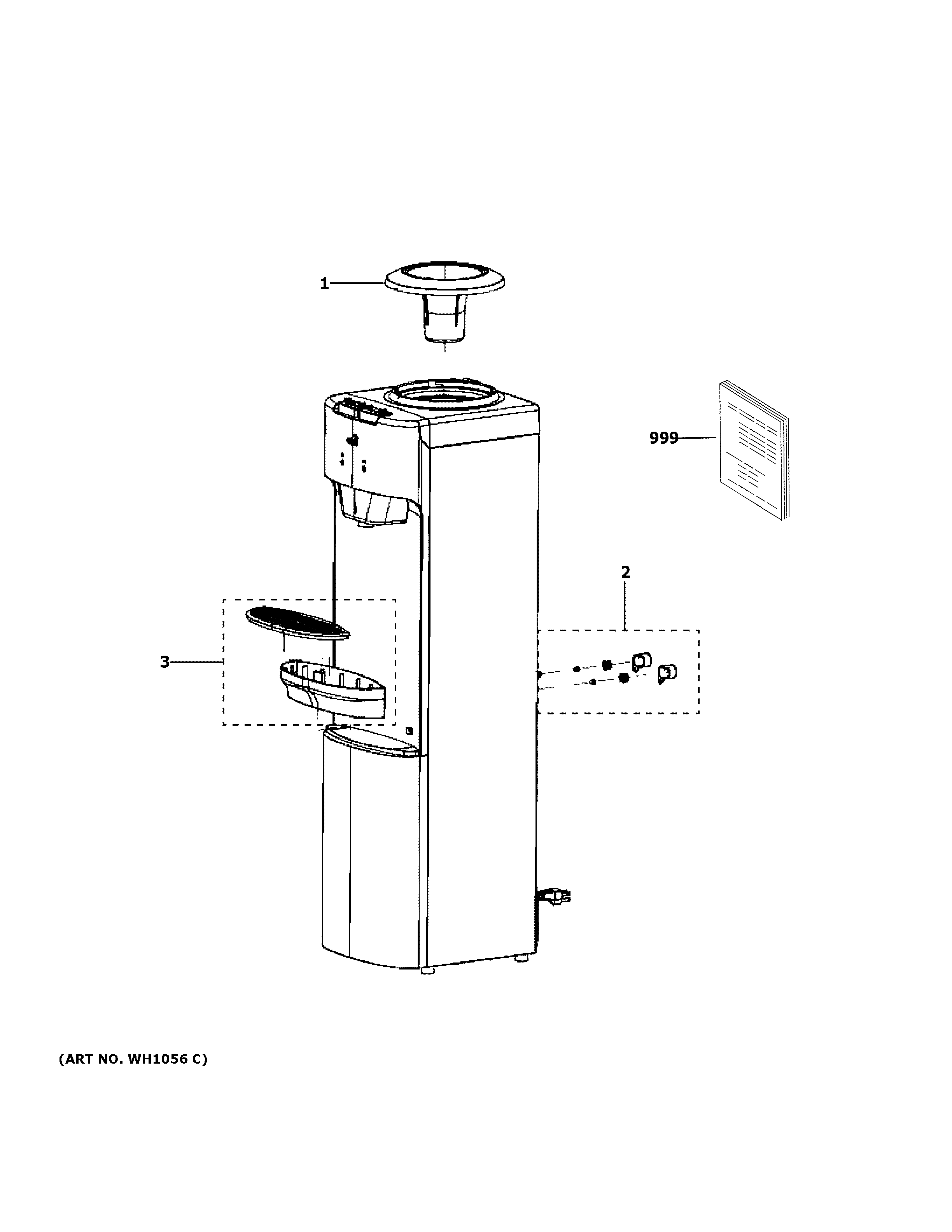 GE GXCF01P hot & cold water dispenser diagram