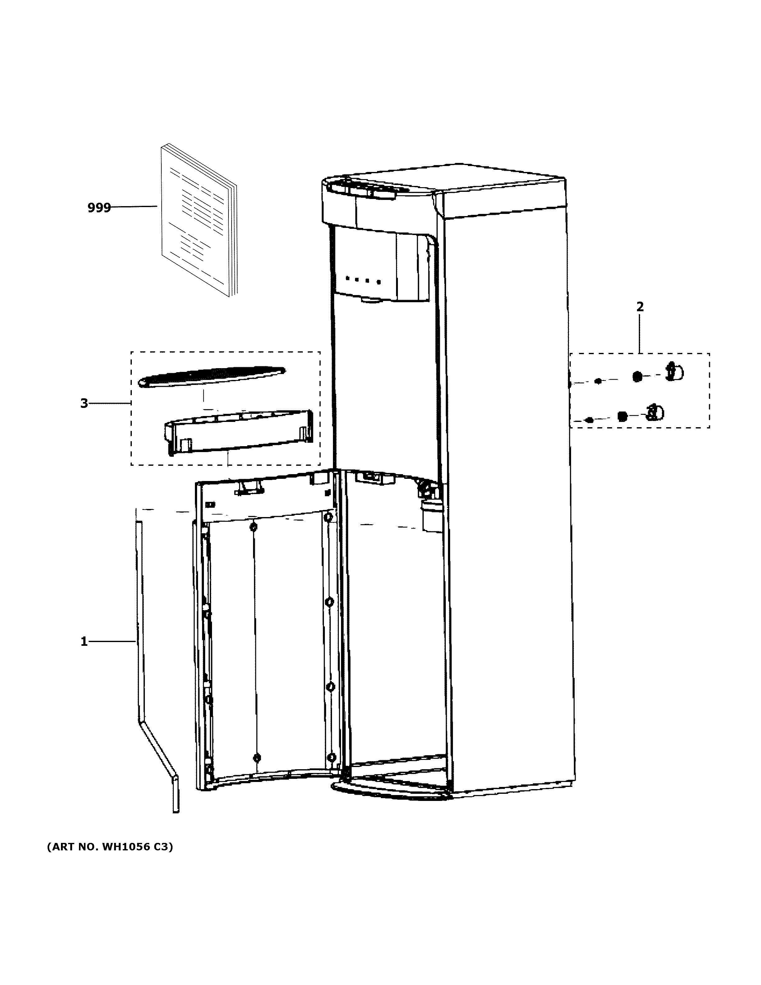 GE GXCF18P hot & cold water dispenser diagram