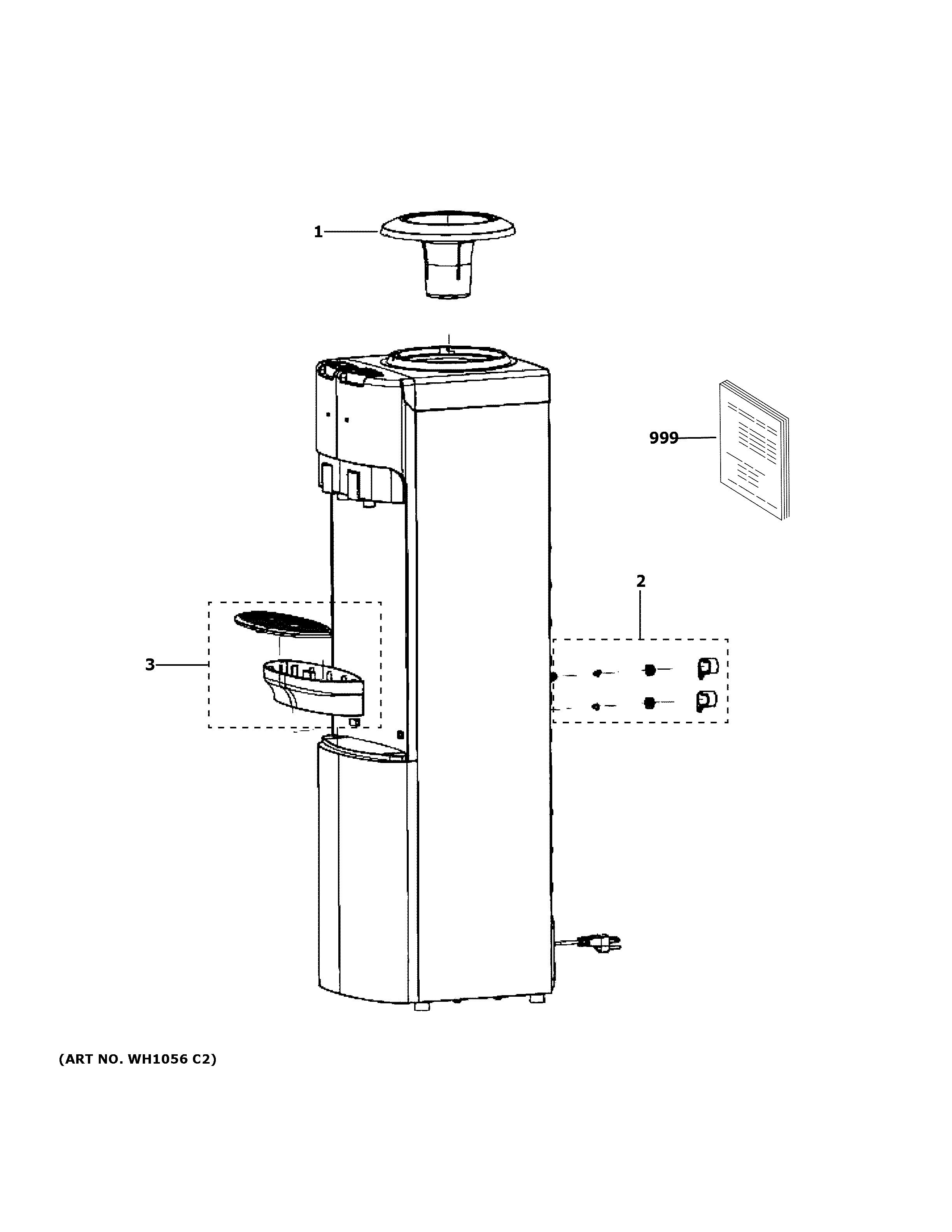 GE GXCF04P hot & cold water dispenser diagram