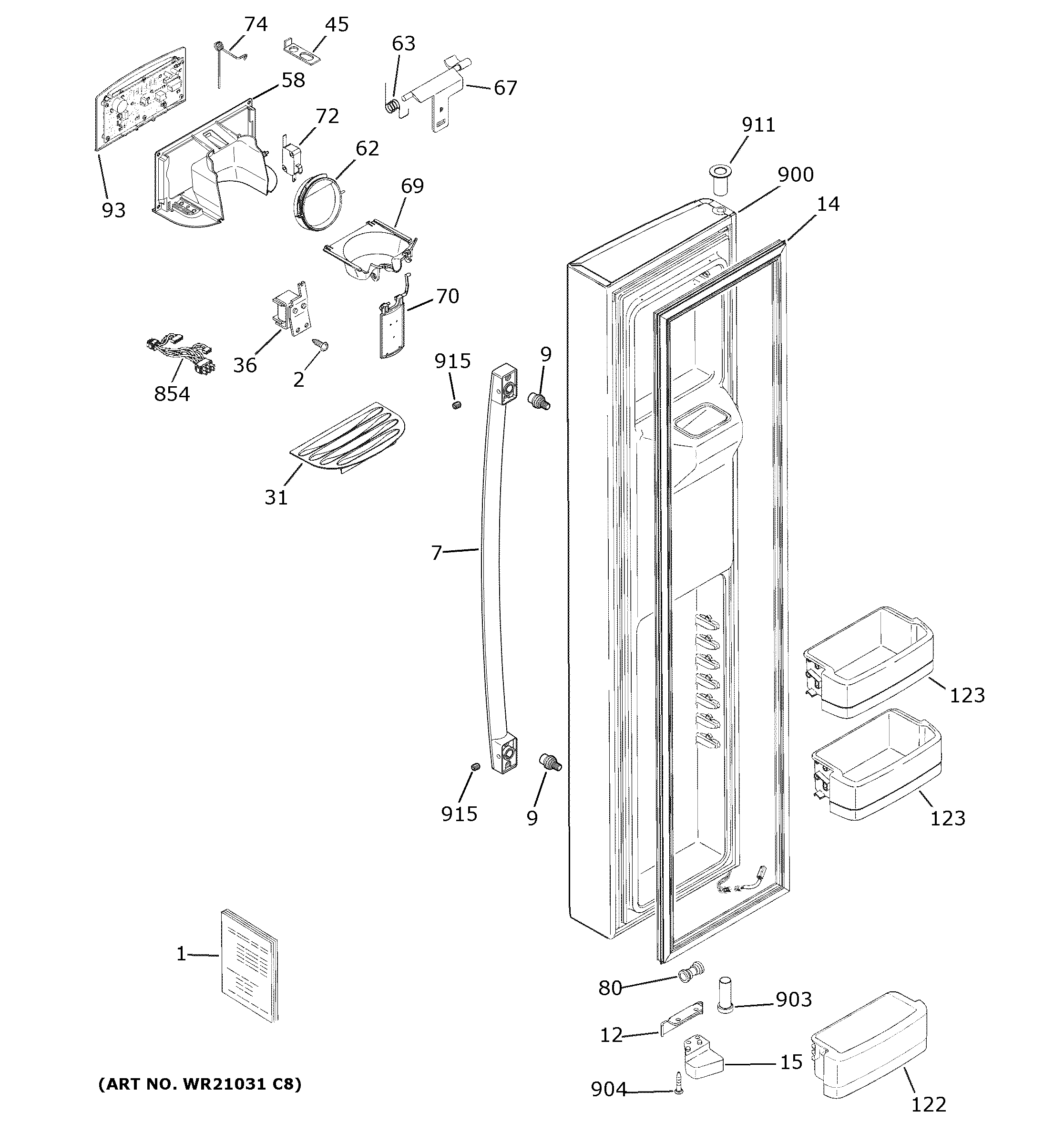 Hotpoint XSS23GSKRCSS freezer door diagram