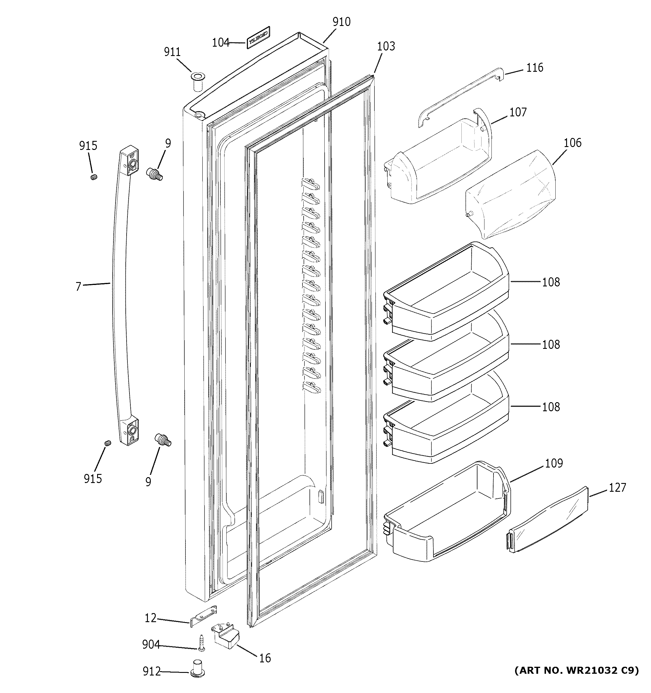 Hotpoint XSS23GSKRCSS fresh food door diagram