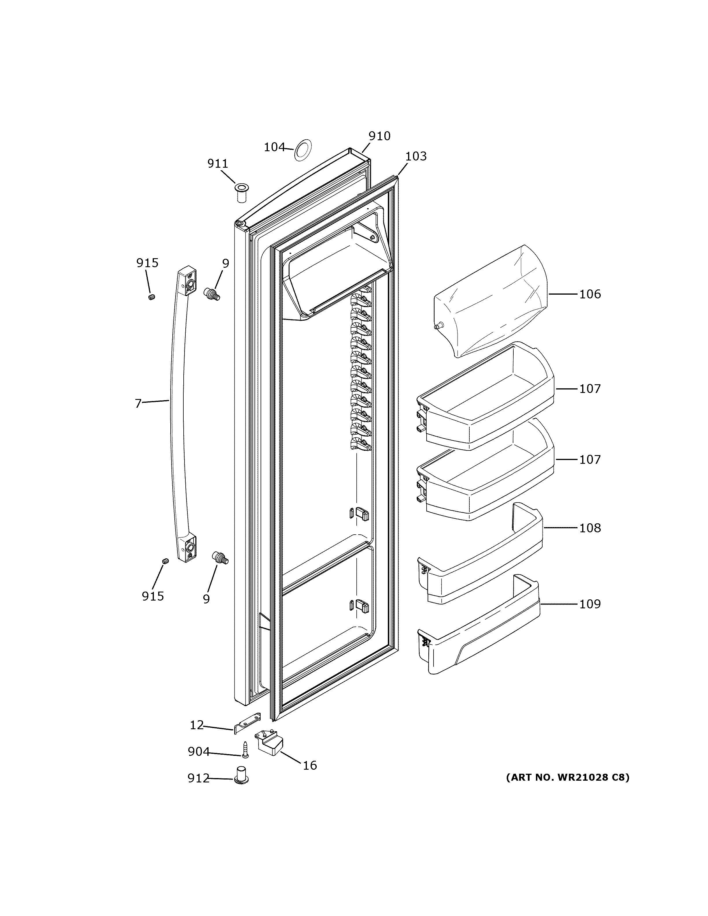 GE GSS25GSHRCSS fresh food door diagram