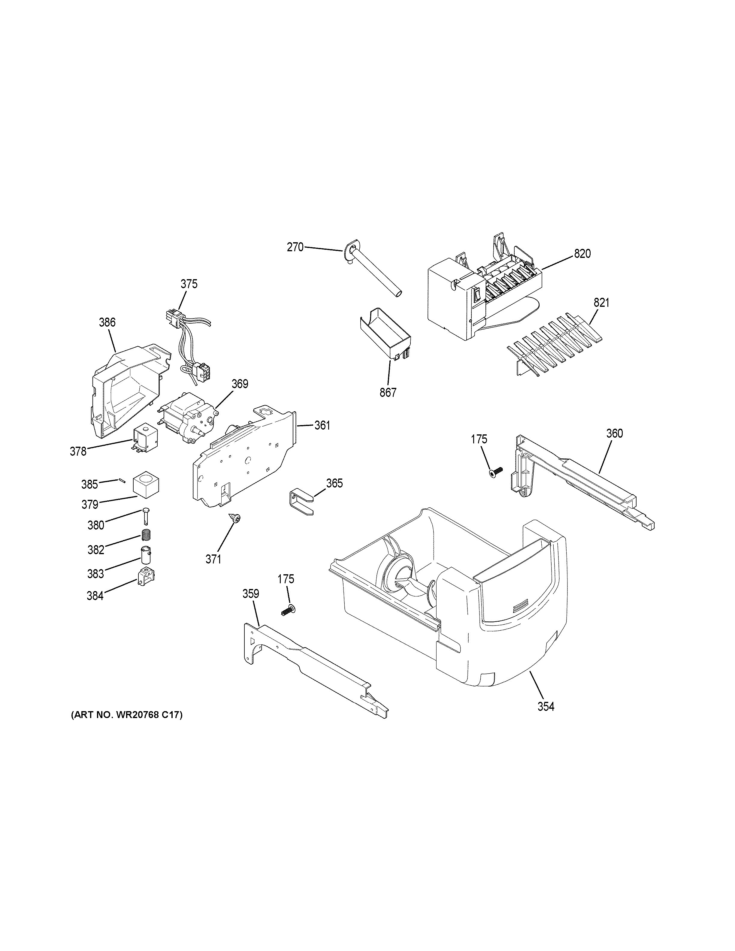 GE PSE25KYHBHFS ice maker & dispenser diagram