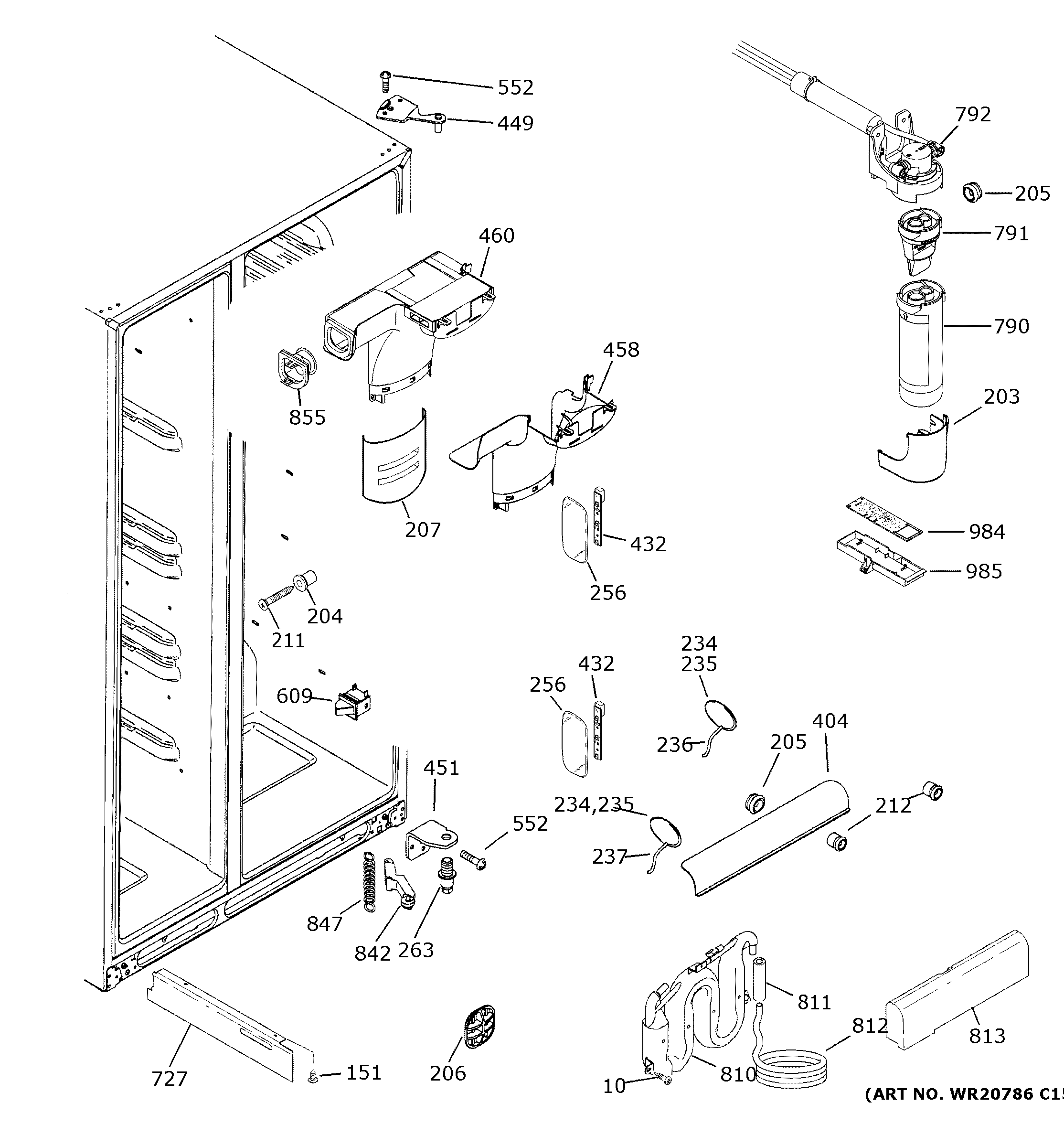 GE PSE25KYHBHFS fresh food section diagram